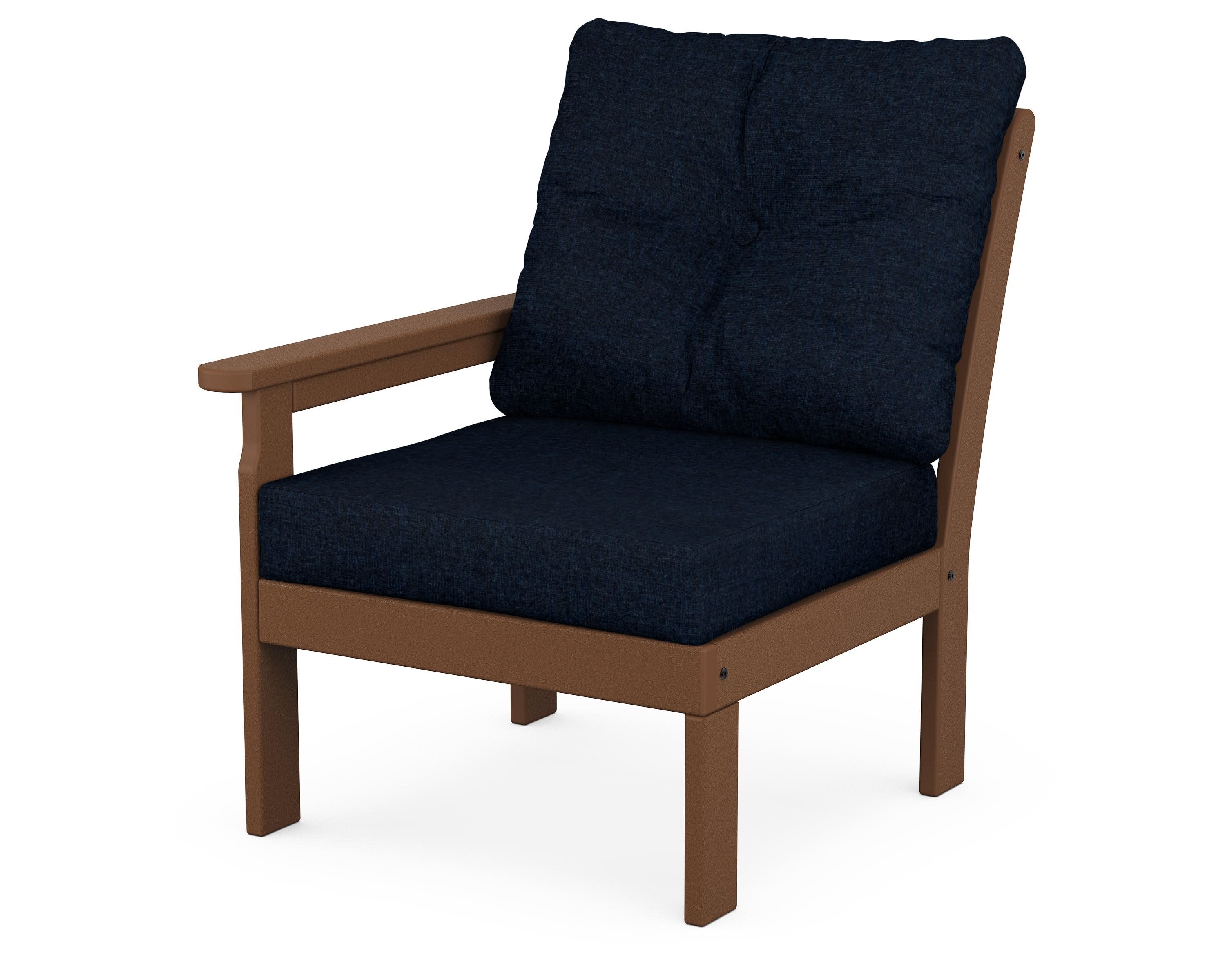 Vineyard Modular Left Arm Chair in Teak / Marine Indigo