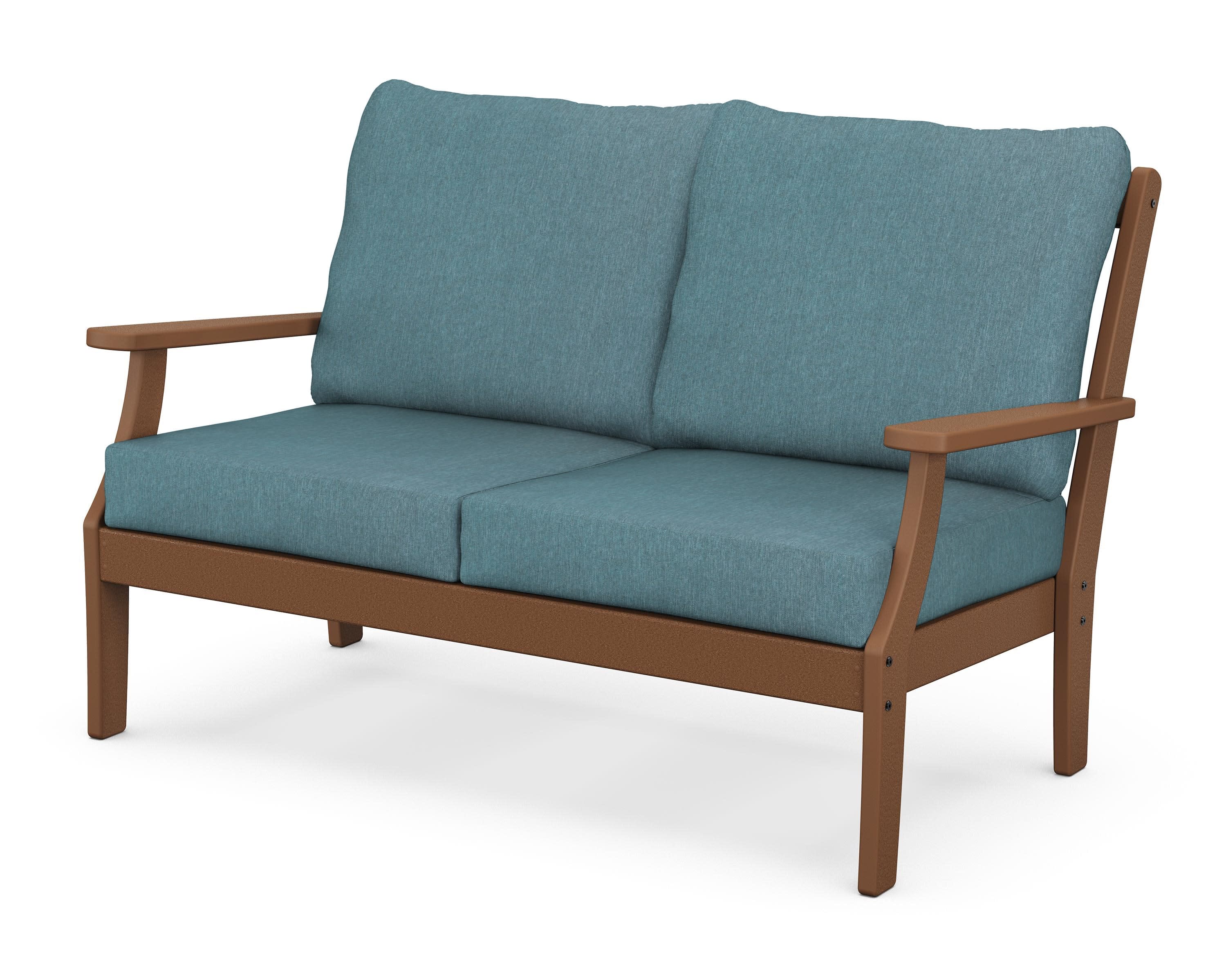 Braxton Deep Seating Loveseat in Teak / Ocean Teal