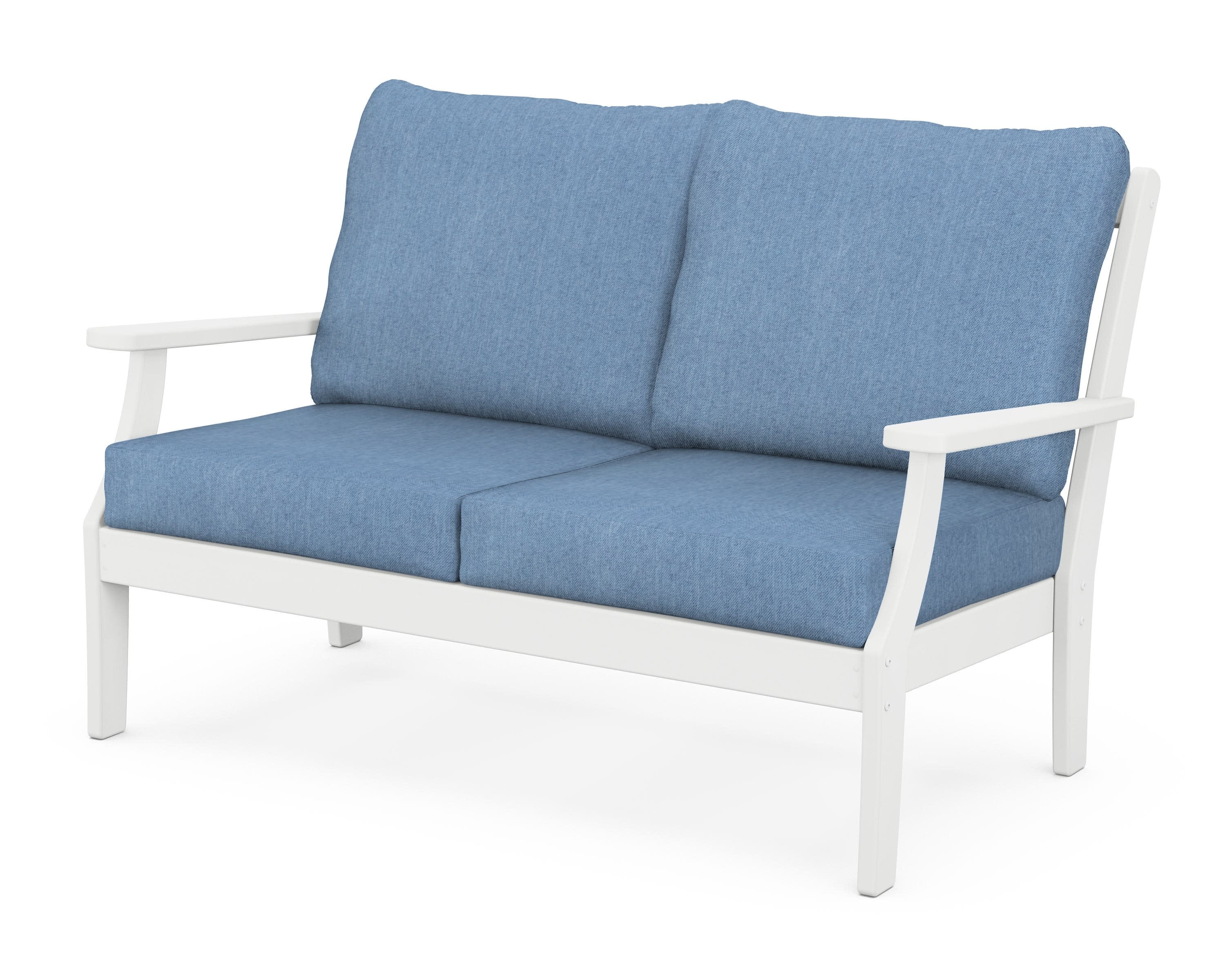 Braxton Deep Seating Loveseat in White / Sky Blue