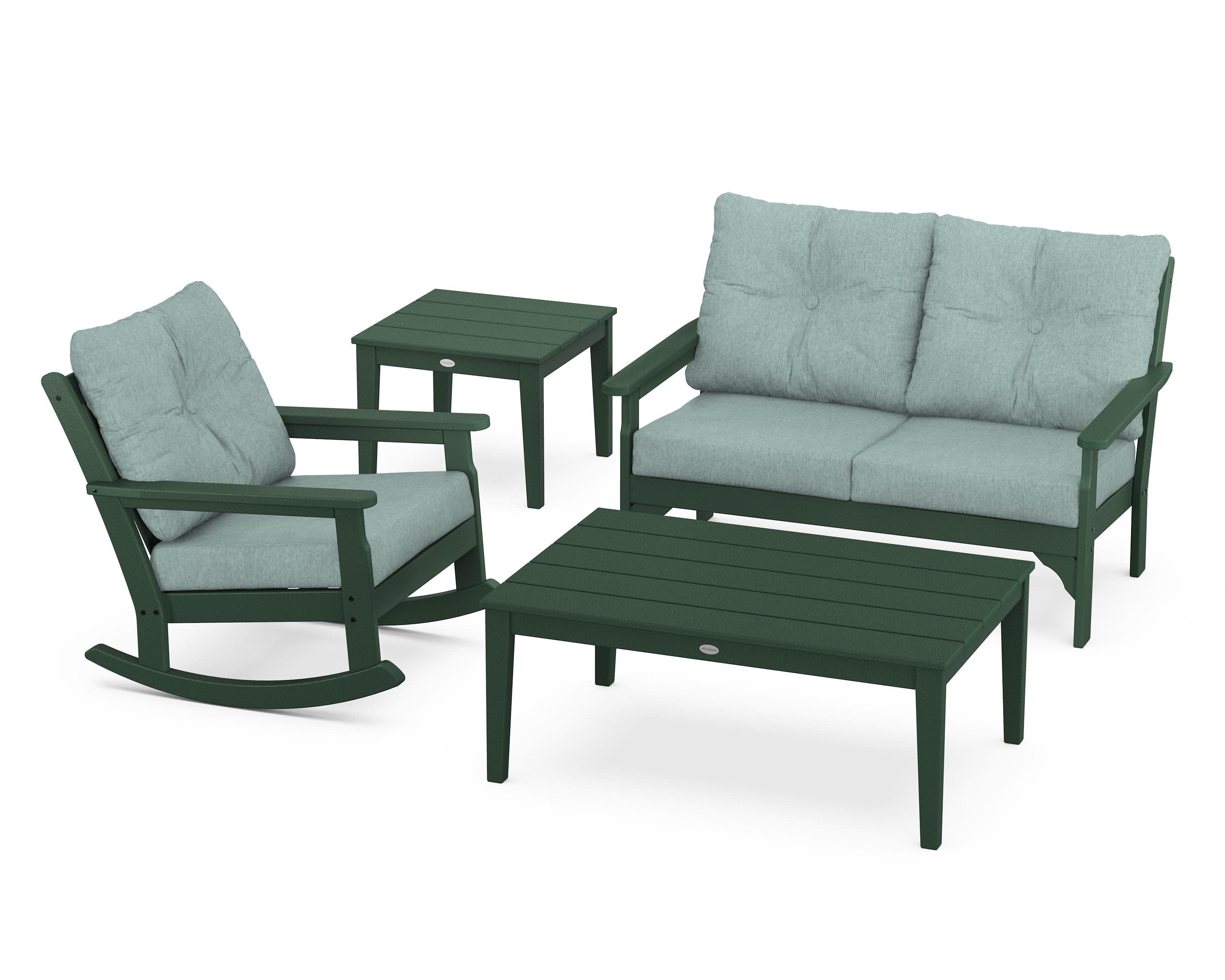 Vineyard 4-Piece Deep Seating Rocker Set in Green / Glacier Spa