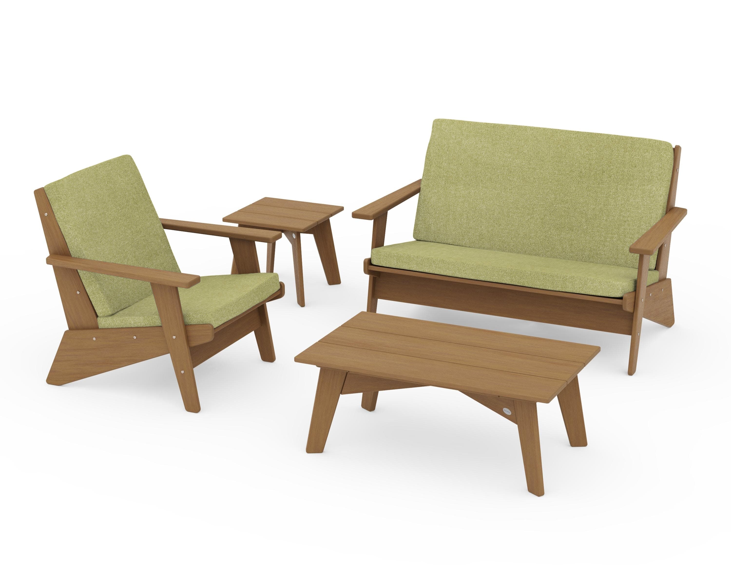 Riviera Modern Lounge 4-Piece Set in Natural / Chartreuse Boucle