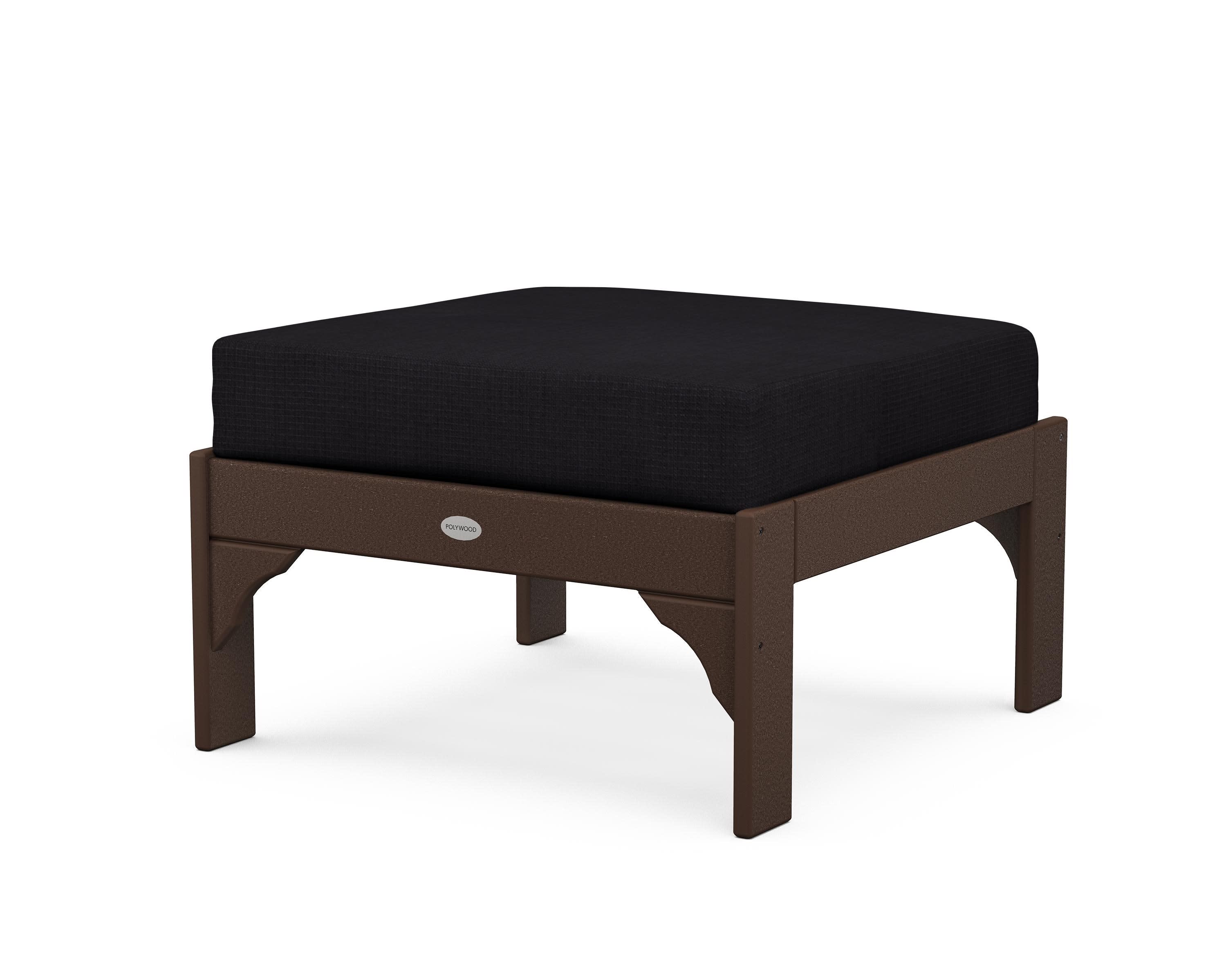 Vineyard Deep Seating Ottoman in Mahogany / Midnight Linen