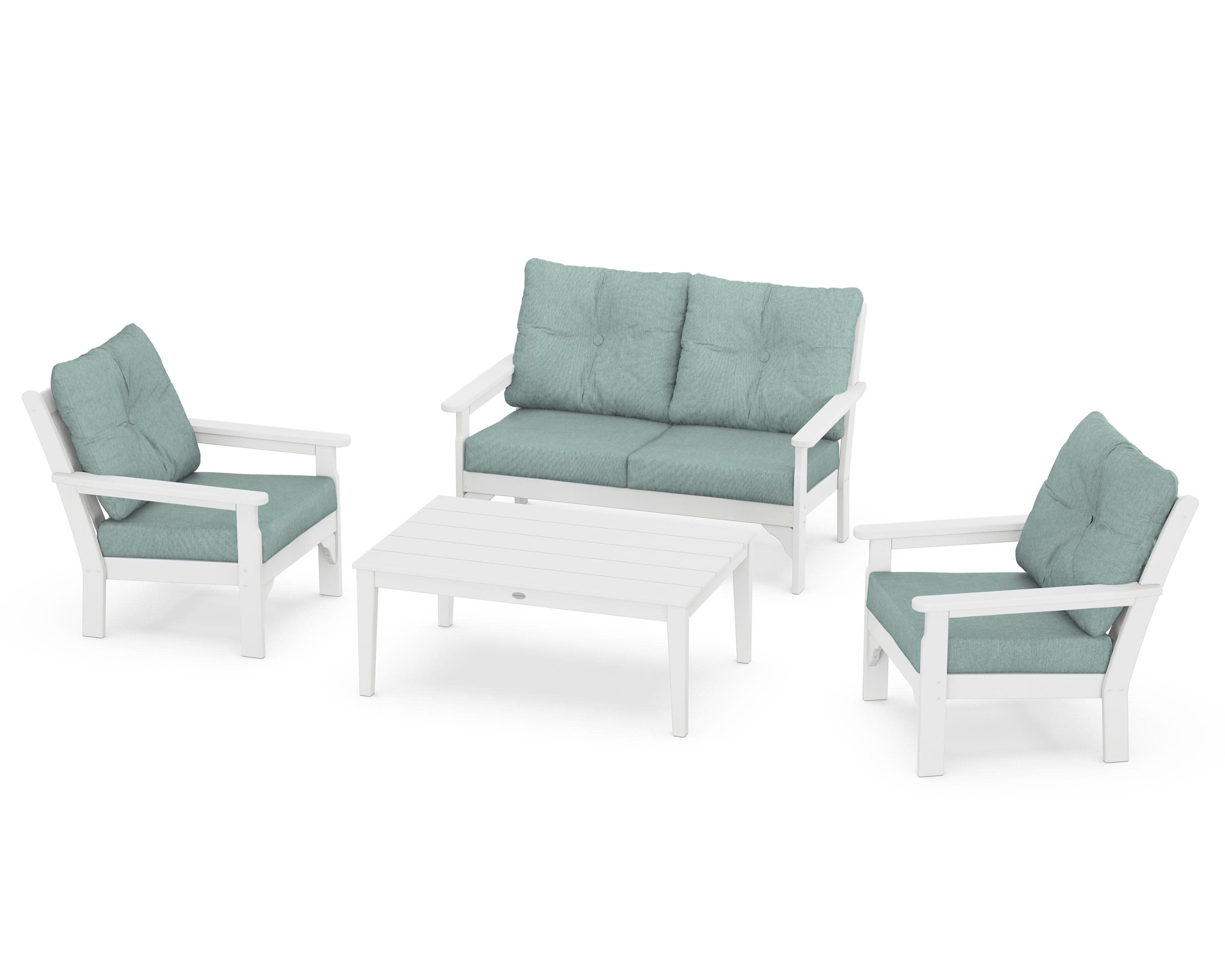 Vineyard 4-Piece Deep Seating Set in White / Glacier Spa