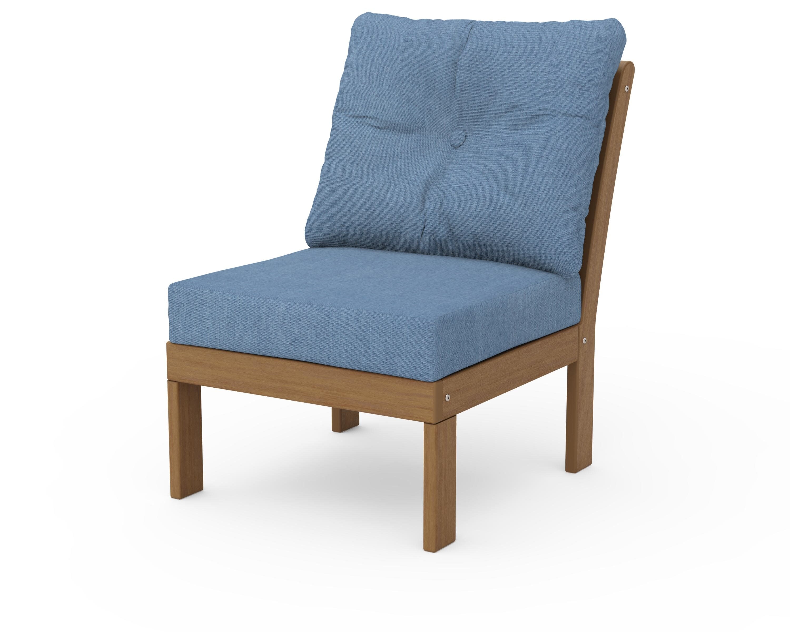 Vineyard Modular Armless Chair in Natural / Sky Blue