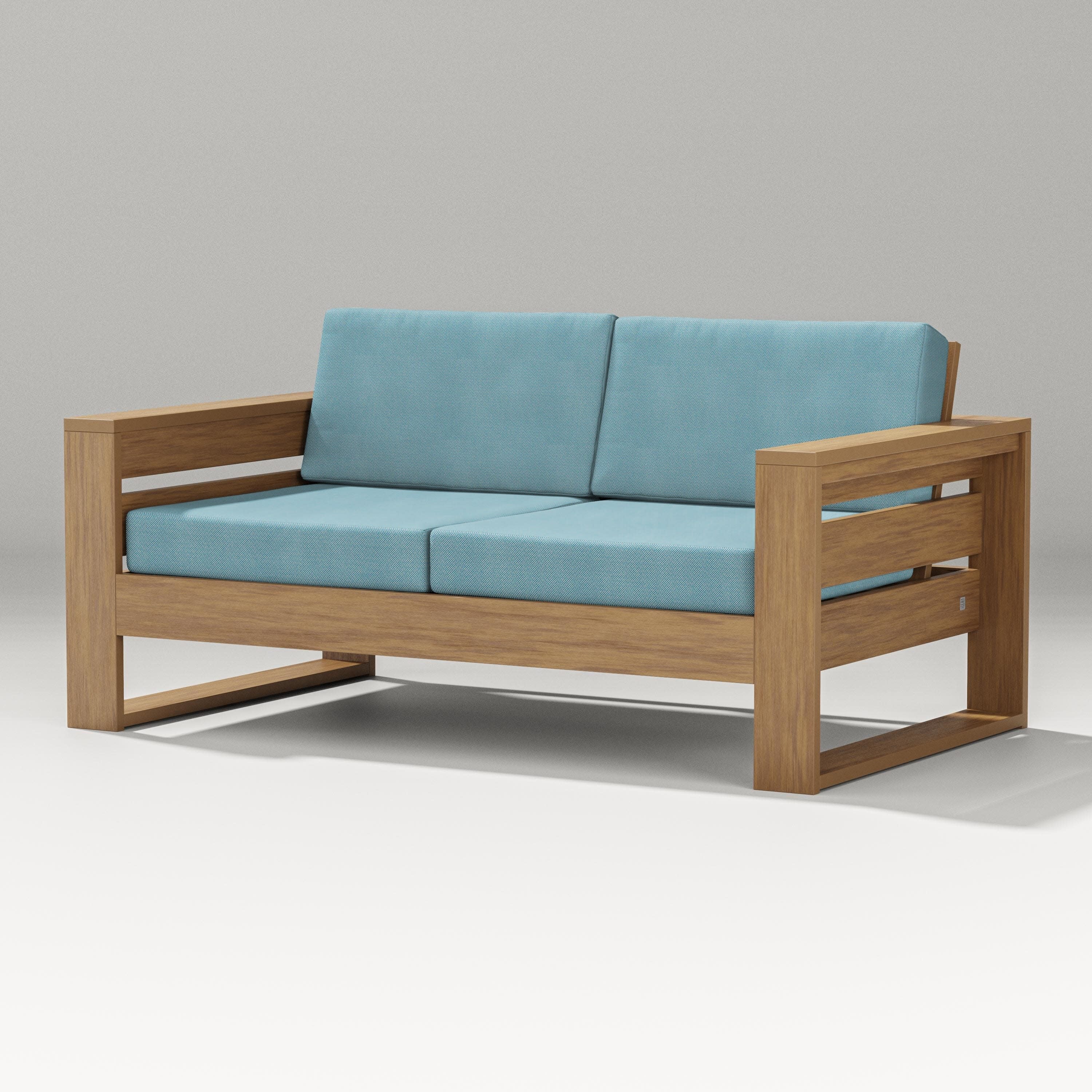 Latitude Loveseat in Natural / Lattice Sky Blue