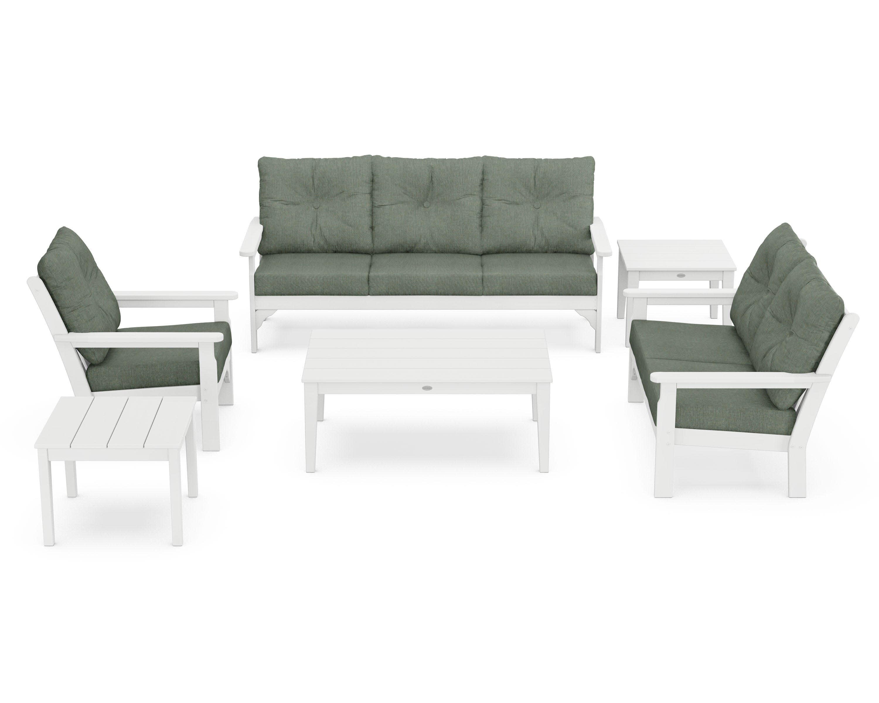 Vineyard 6-Piece Deep Seating Set in White / Cast Sage