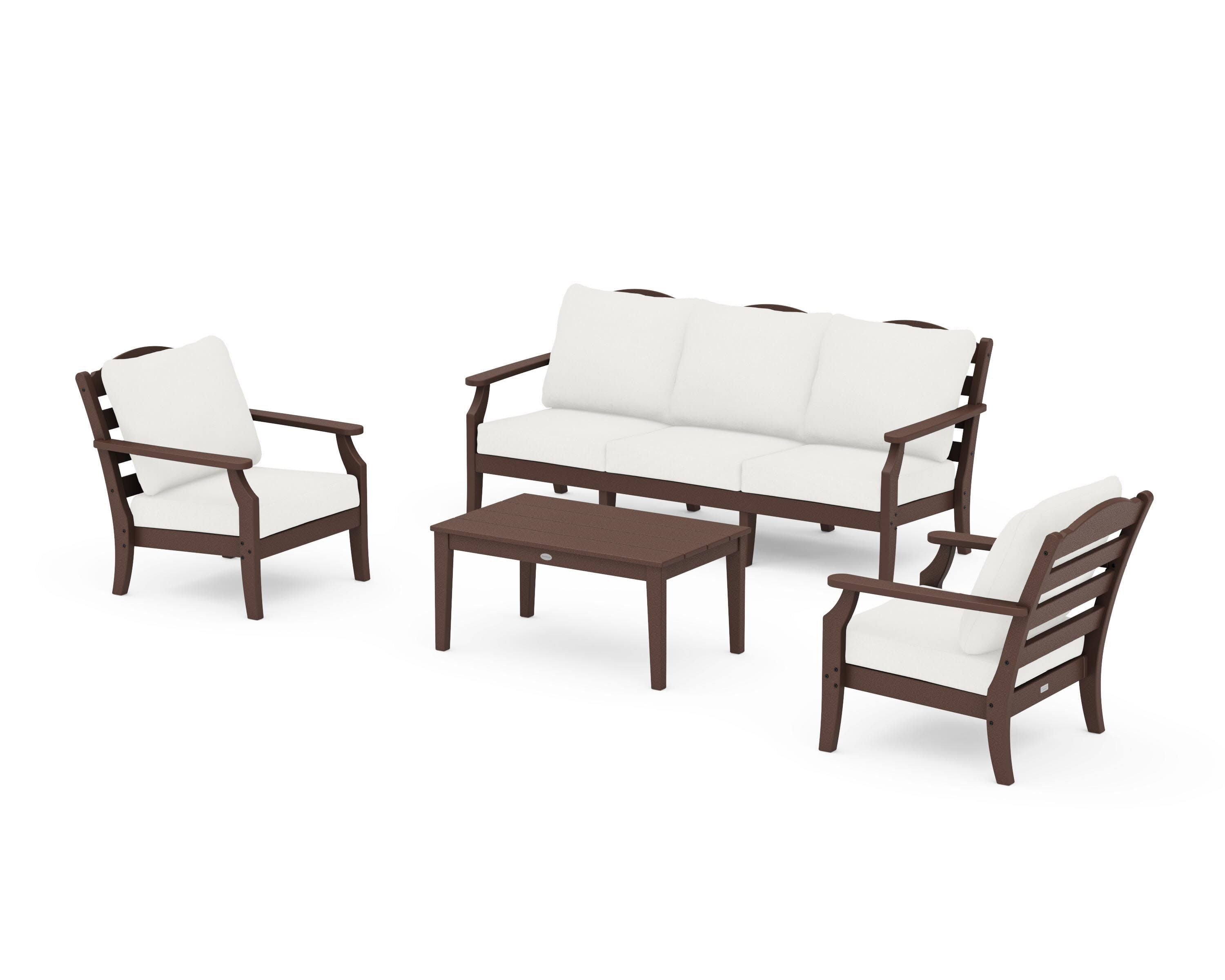 Savannah 4-Piece Deep Seating Set with Sofa in Mahogany / Natural Linen