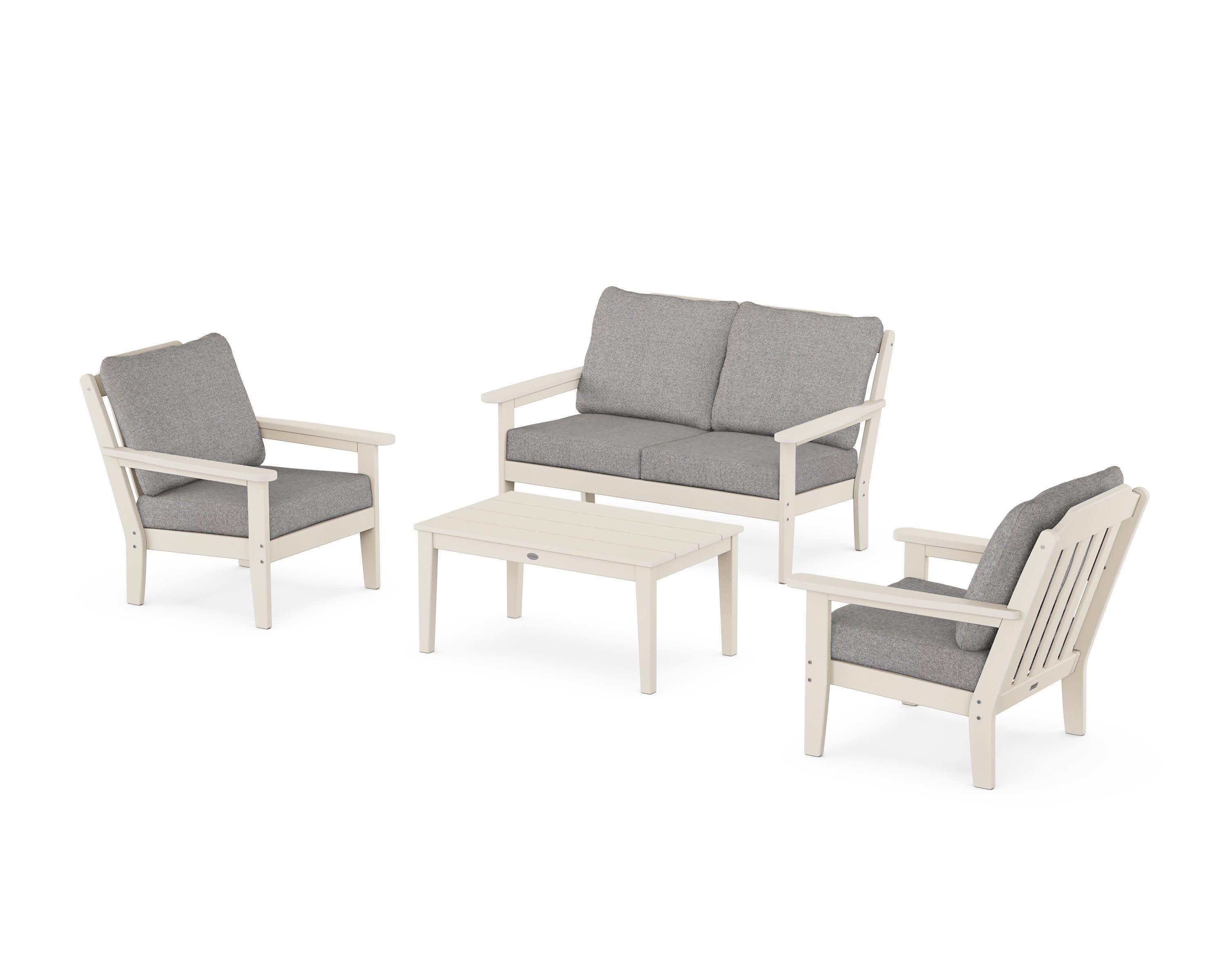 Cottage 4-Piece Deep Seating Set with Loveseat in Sand / Grey Mist