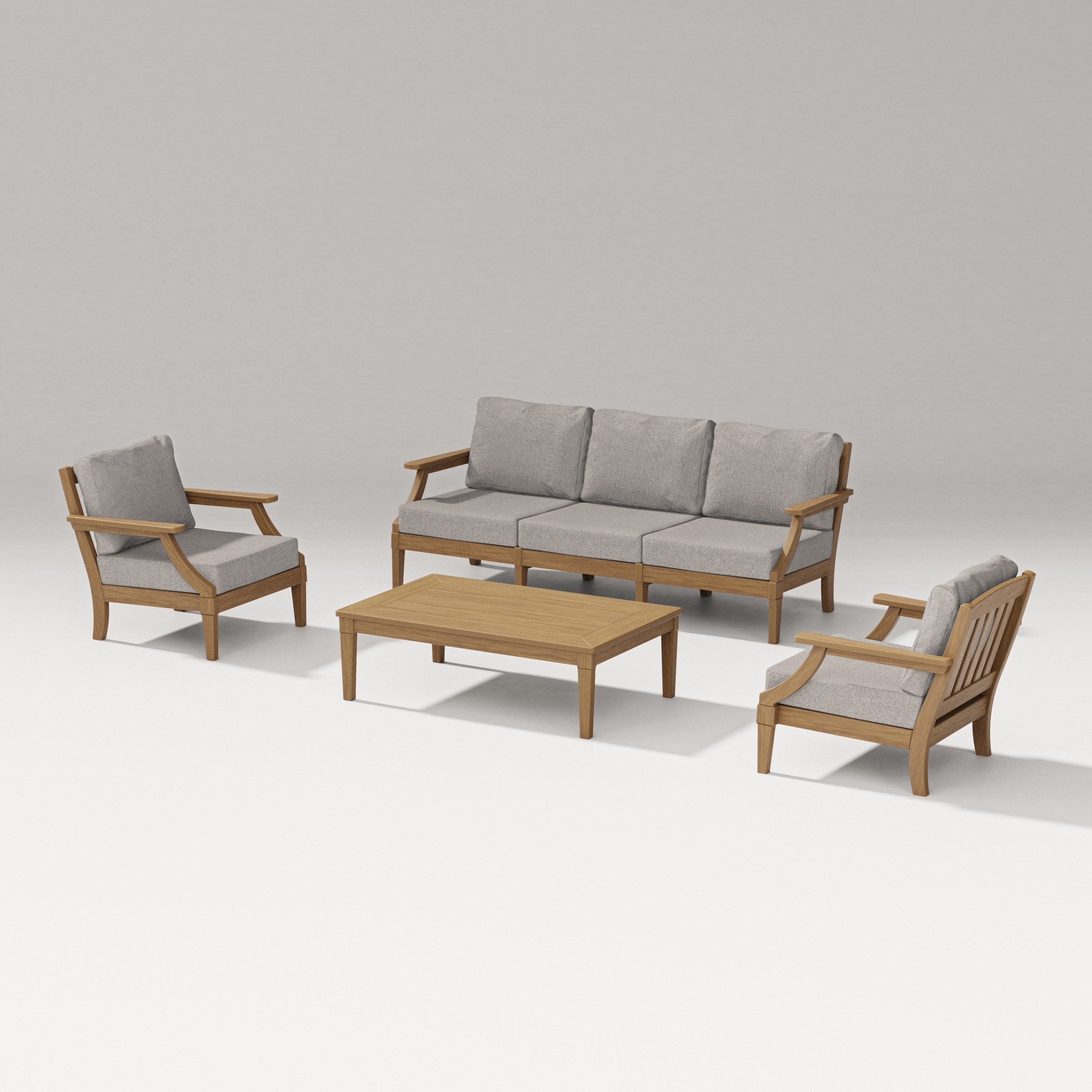Estate 4-Piece Lounge Sofa Set in Natural / Weathered Tweed