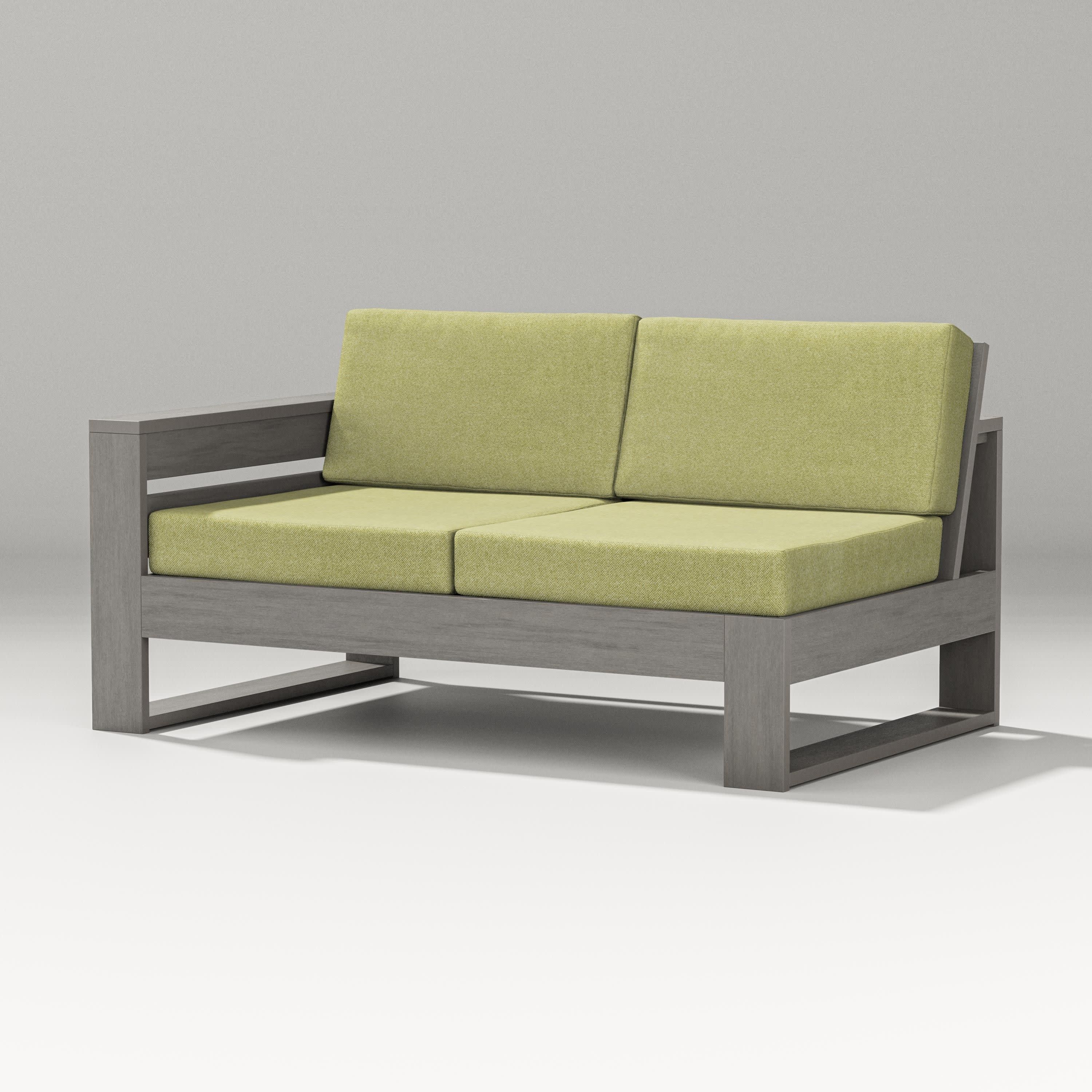 Latitude Modular Left Arm Loveseat in Driftwood / Chartreuse Boucle