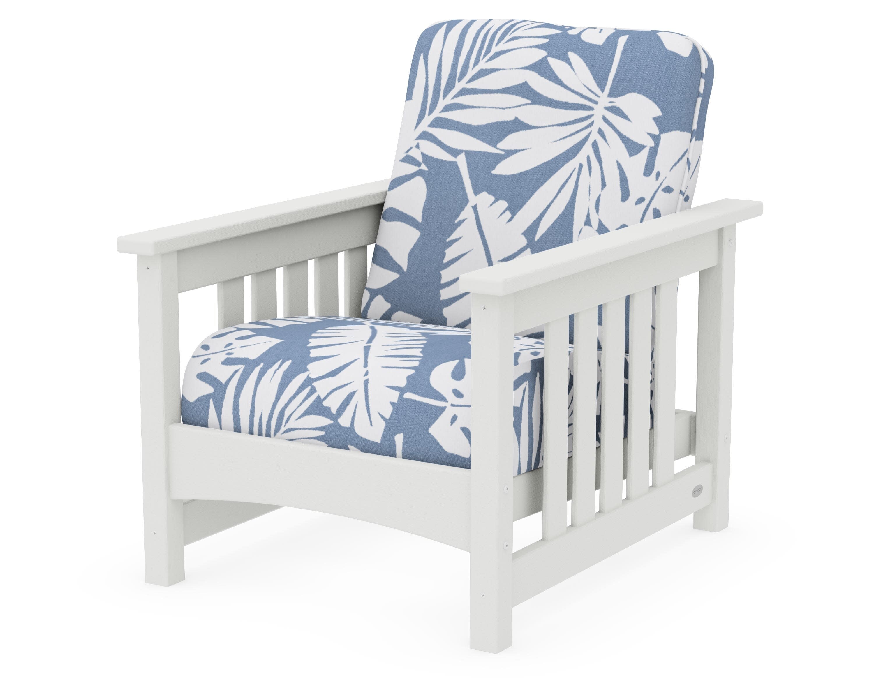 Club Mission Chair in Vintage White / Leaf Sky Blue