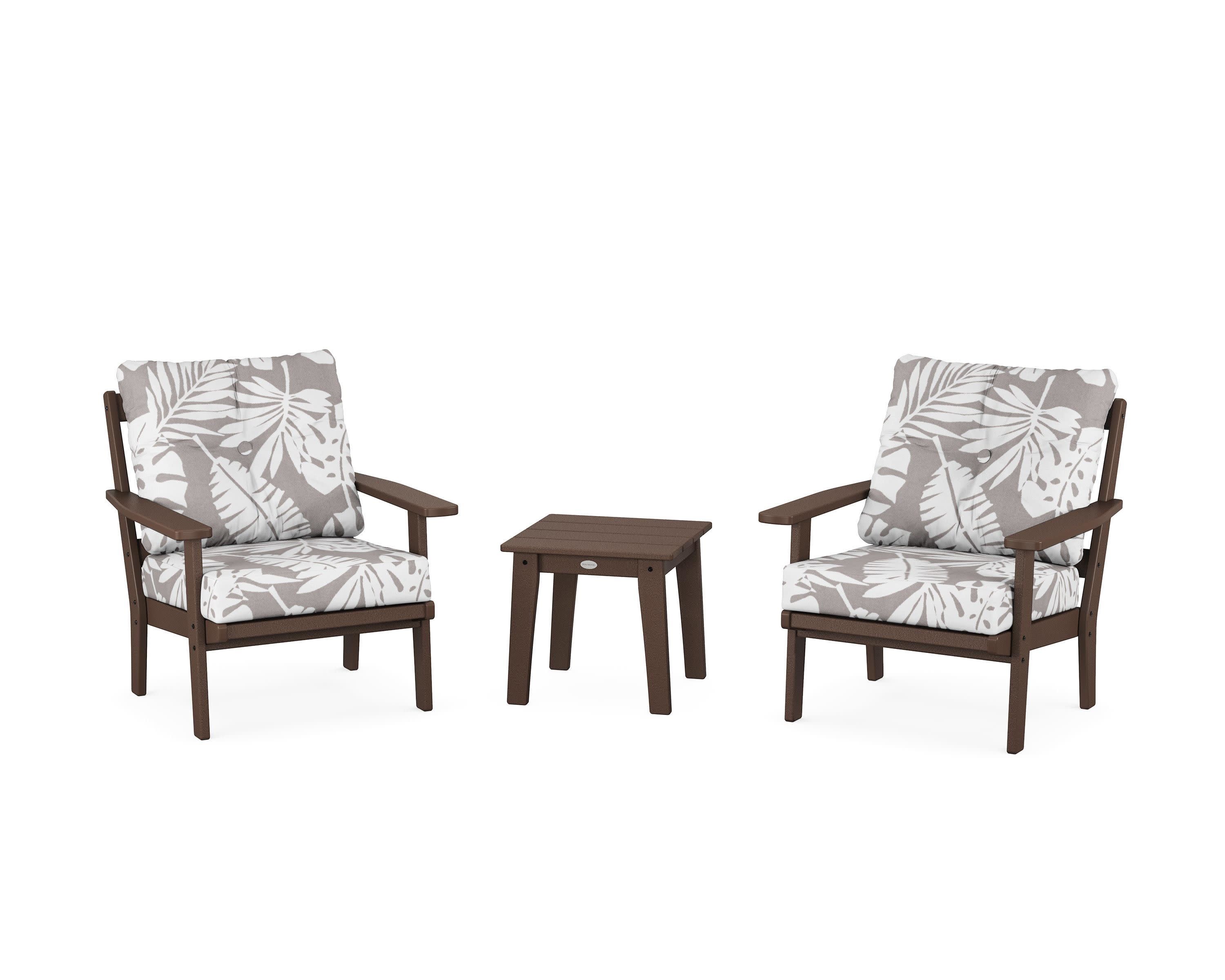 Oxford 3-Piece Deep Seating Set in Mahogany / Leaf Grey Mist