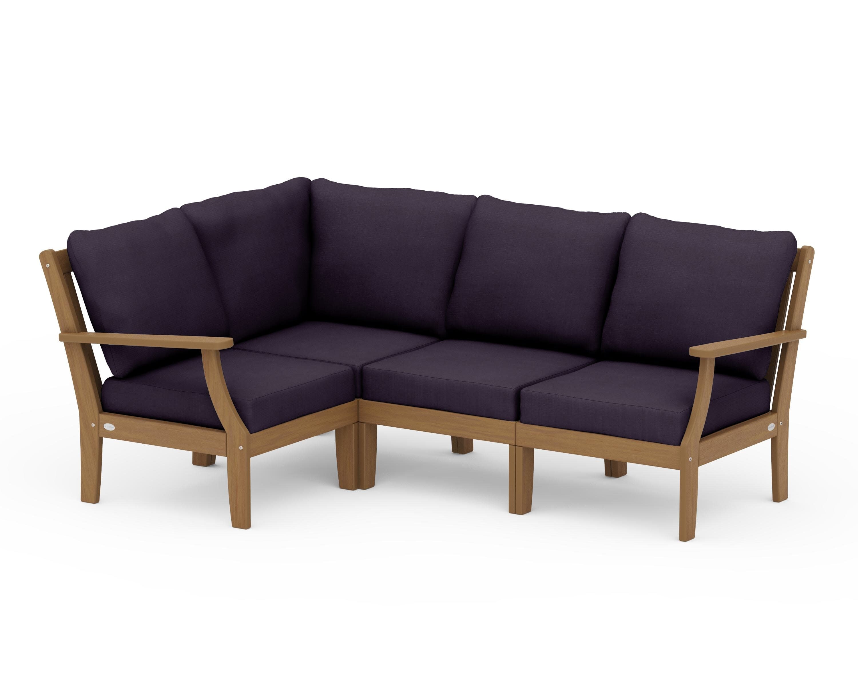 Braxton Modular 4-Piece Deep Seating Set in Natural / Navy Linen