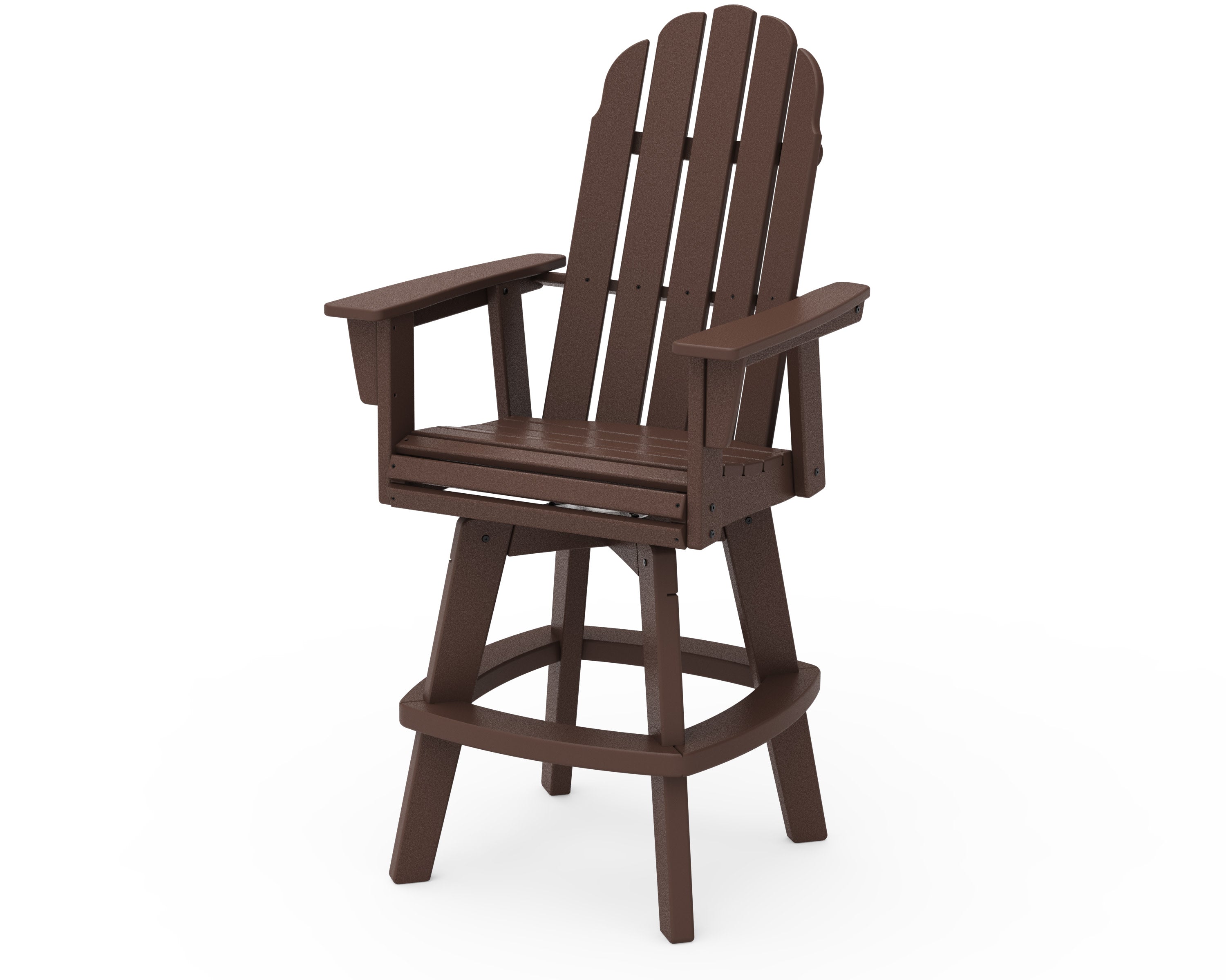 Vineyard Curveback Adirondack Swivel Bar Chair in Mahogany