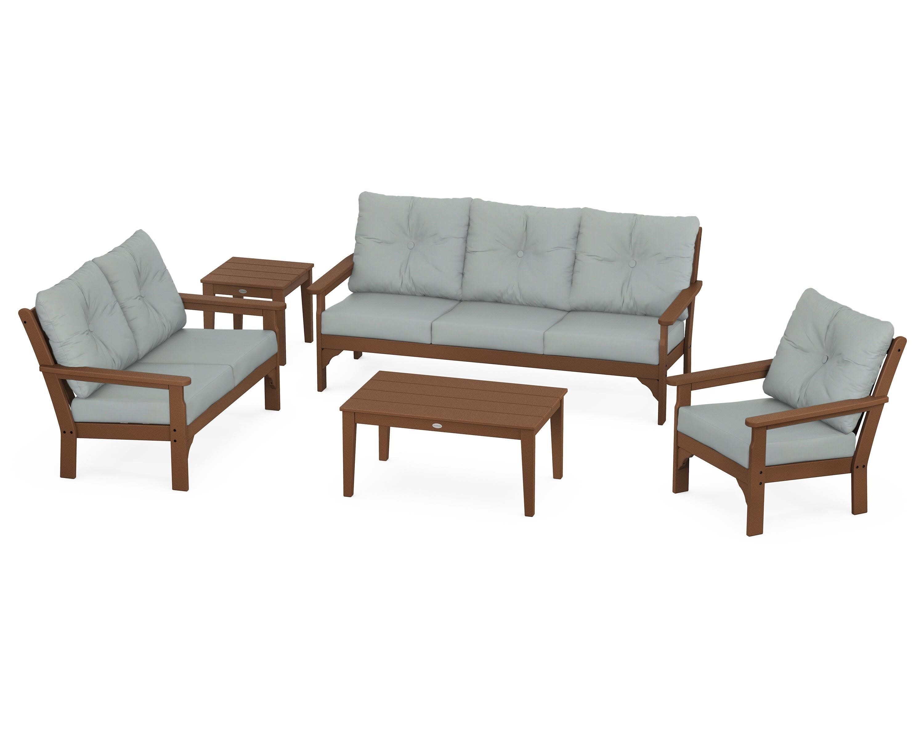 Vineyard 5 Piece Deep Seating Set in Teak / Spa
