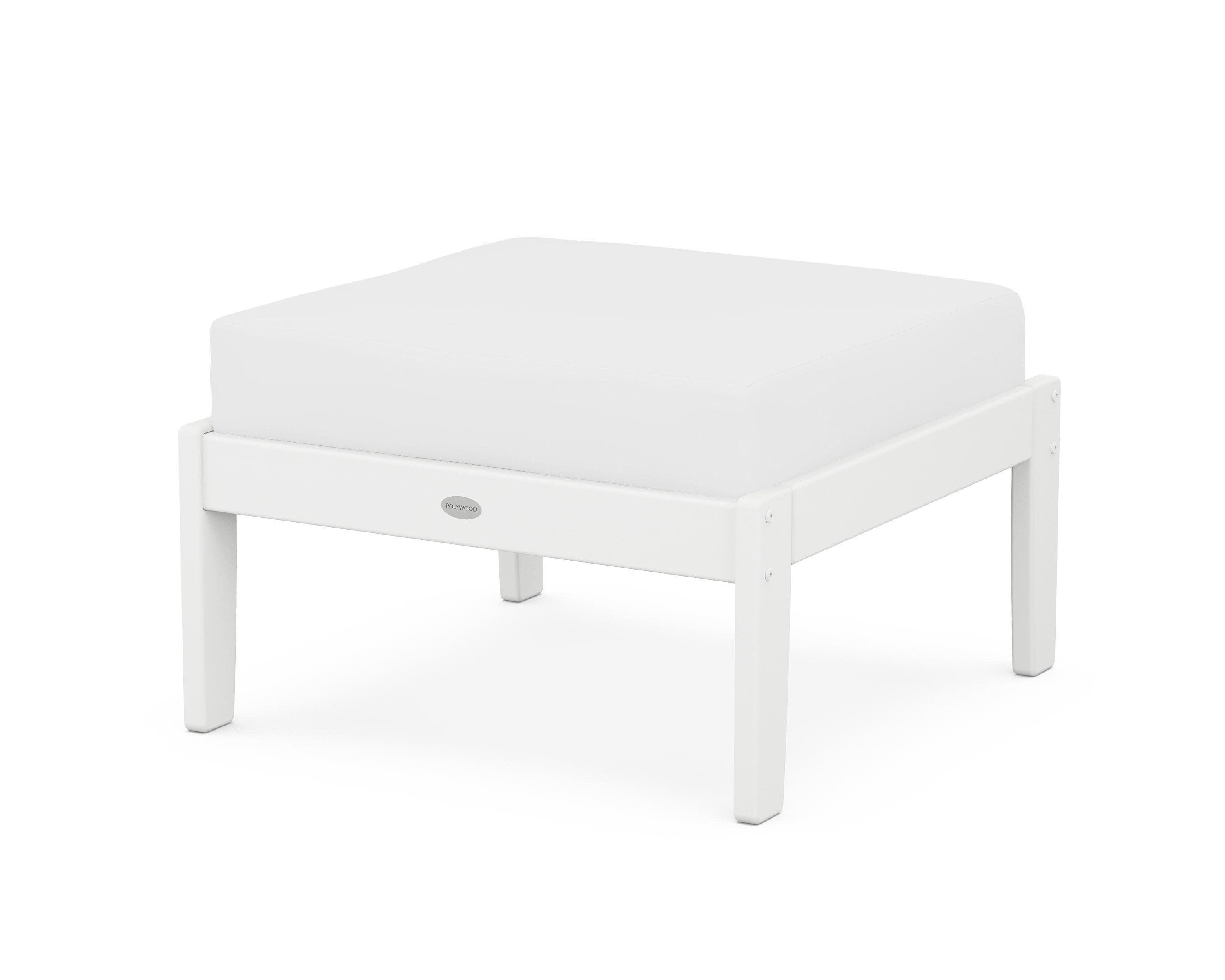 Braxton Deep Seating Ottoman in White / Natural