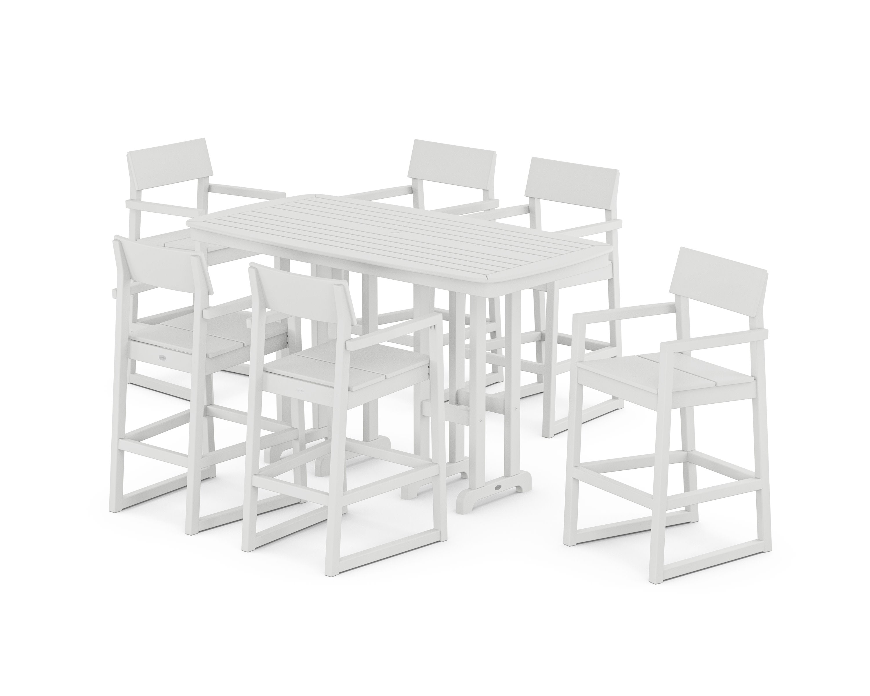 EDGE Arm Chair 7-Piece Bar Set in White