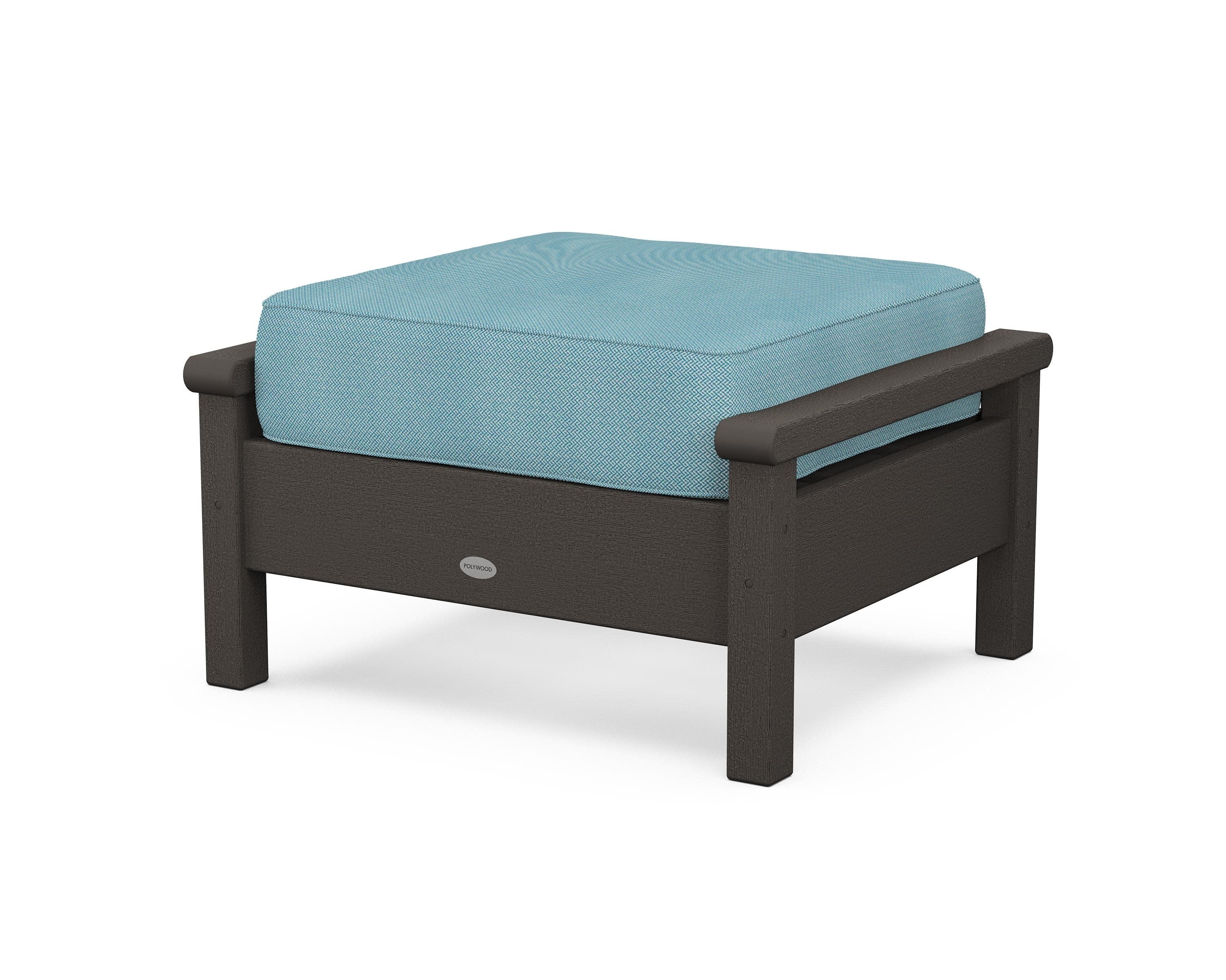 Harbour Deep Seating Ottoman in Vintage Coffee / Lattice Sky Blue