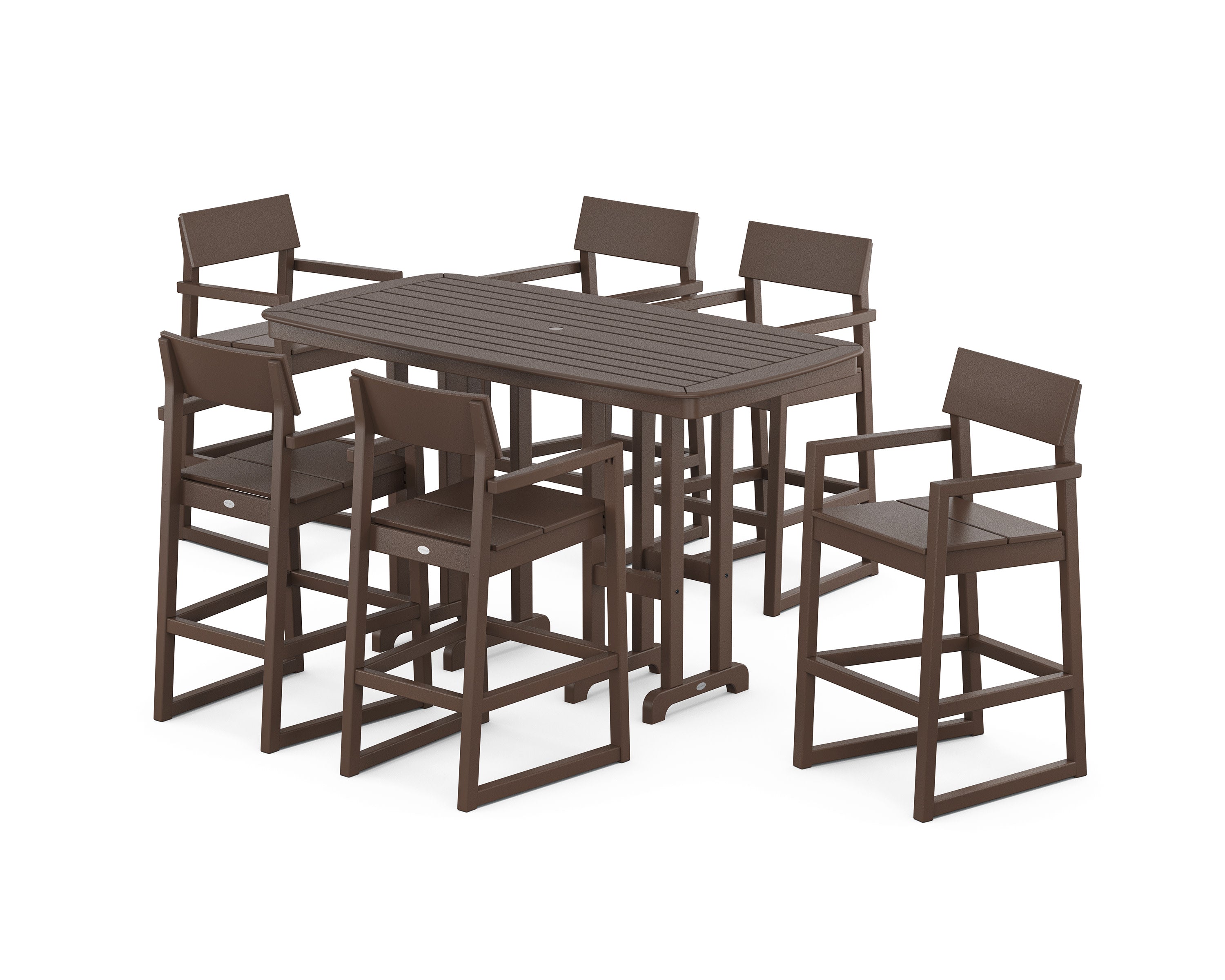 EDGE Arm Chair 7-Piece Bar Set in Mahogany