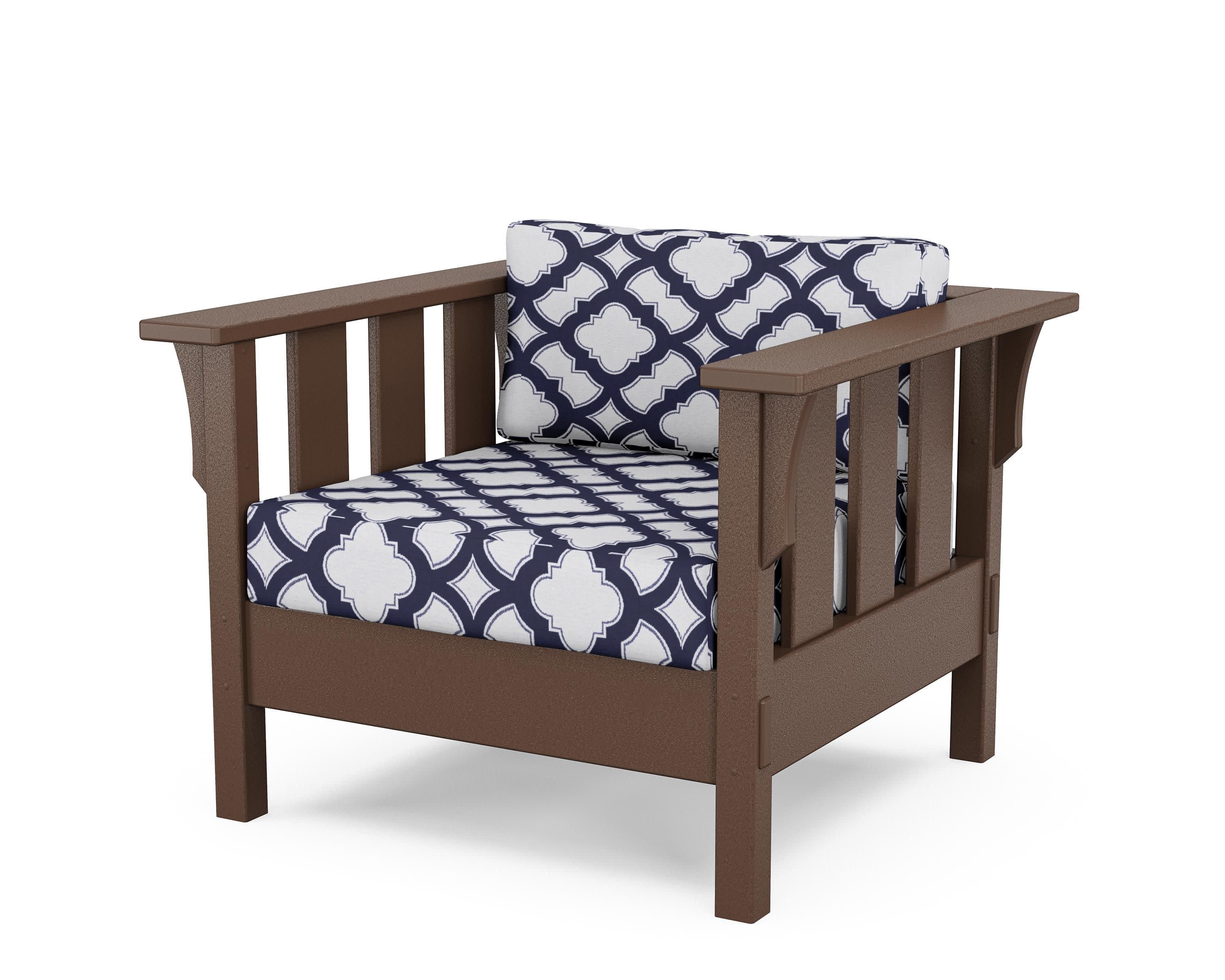 Acadia Deep Seating Chair in Mahogany / Trellis Navy