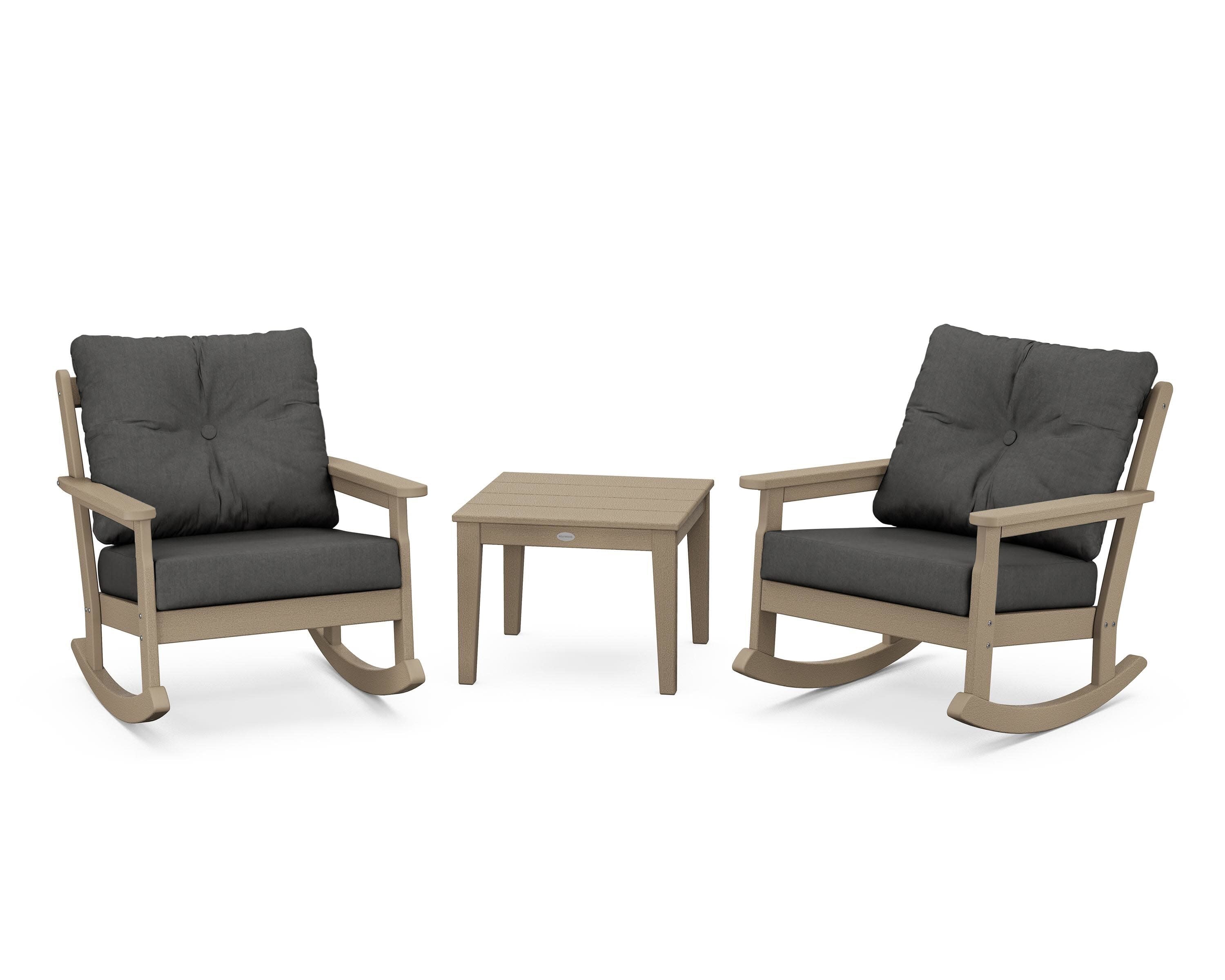 Vineyard 3-Piece Deep Seating Rocker Set in Vintage Sahara / Spectrum Carbon
