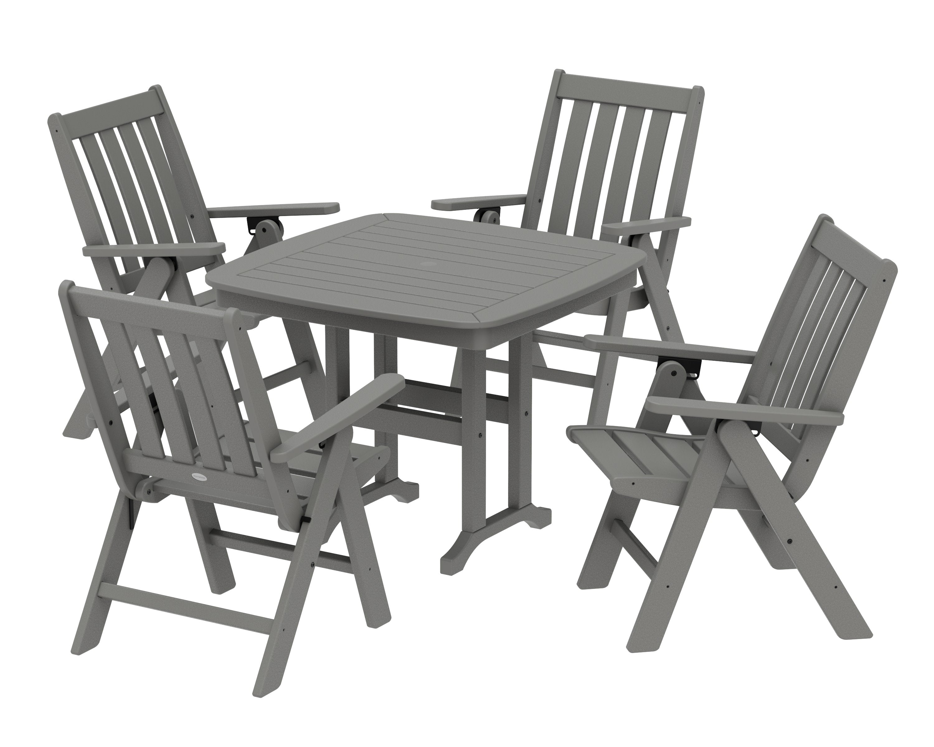 Vineyard Folding Chair 5-Piece Dining Set in Slate Grey
