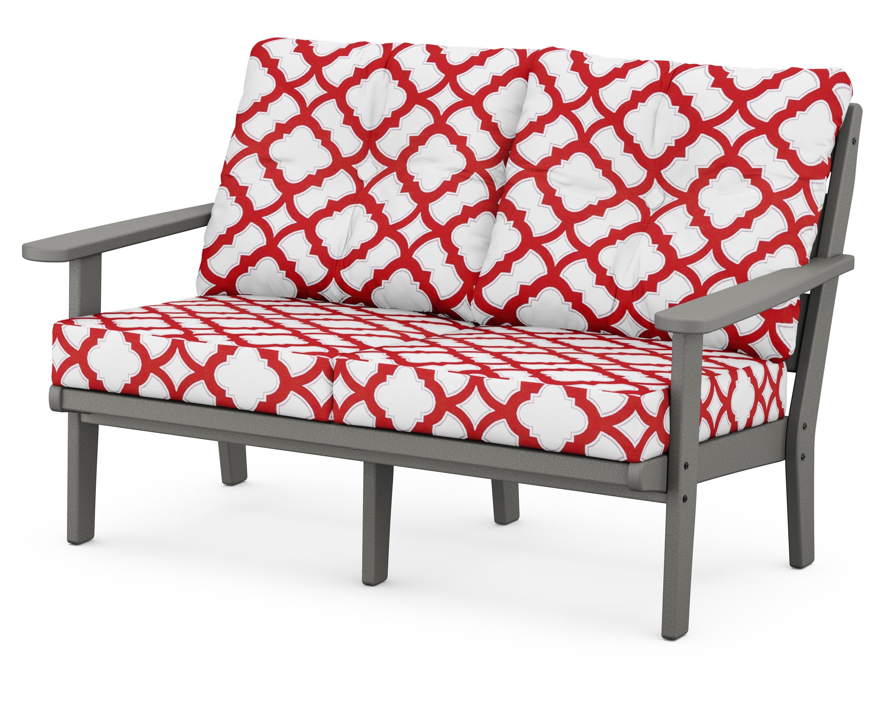Lakeside Deep Seating Loveseat in Slate Grey / Trellis Crimson