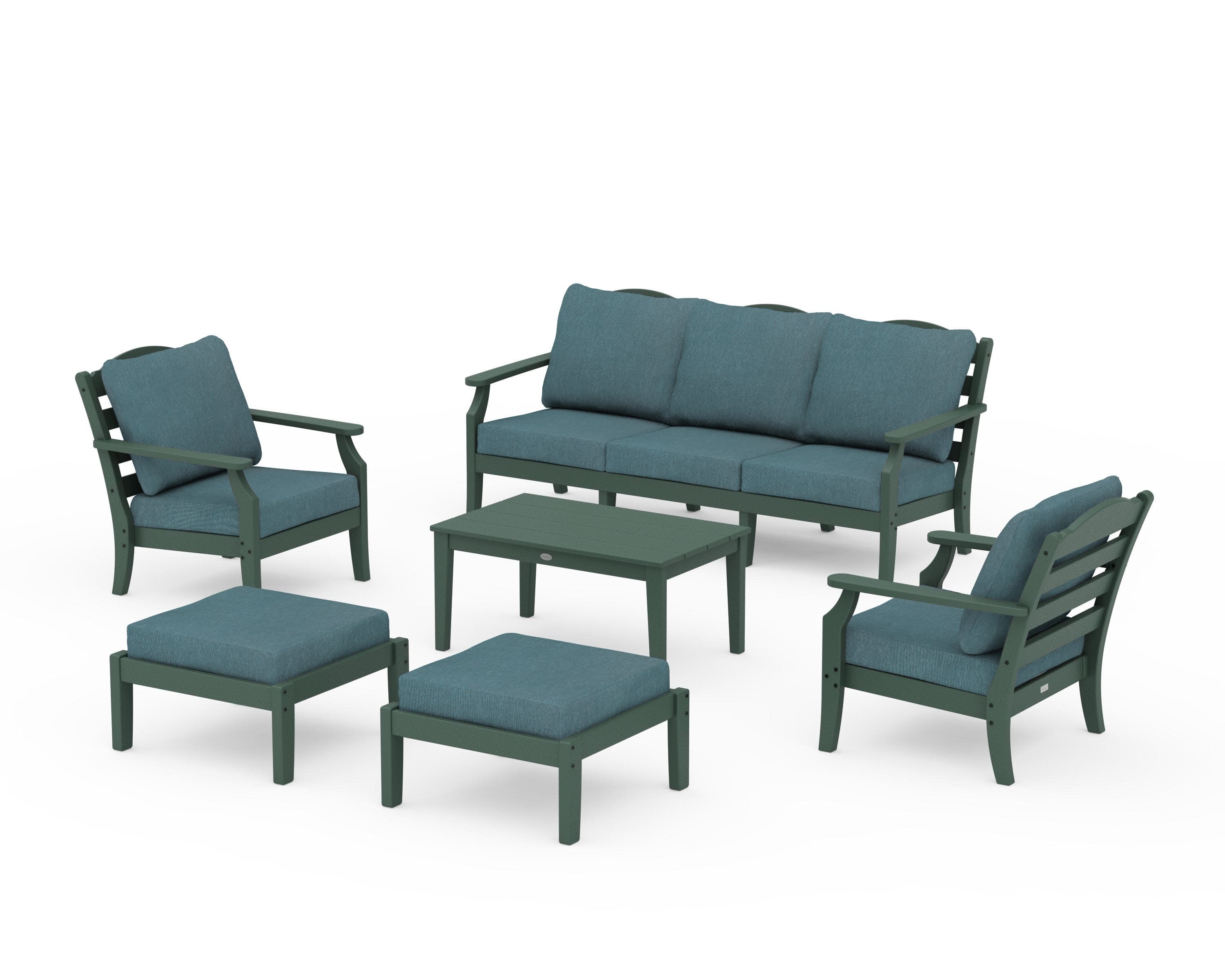 Savannah 6-Piece Lounge Sofa Set in Green / Ocean Teal