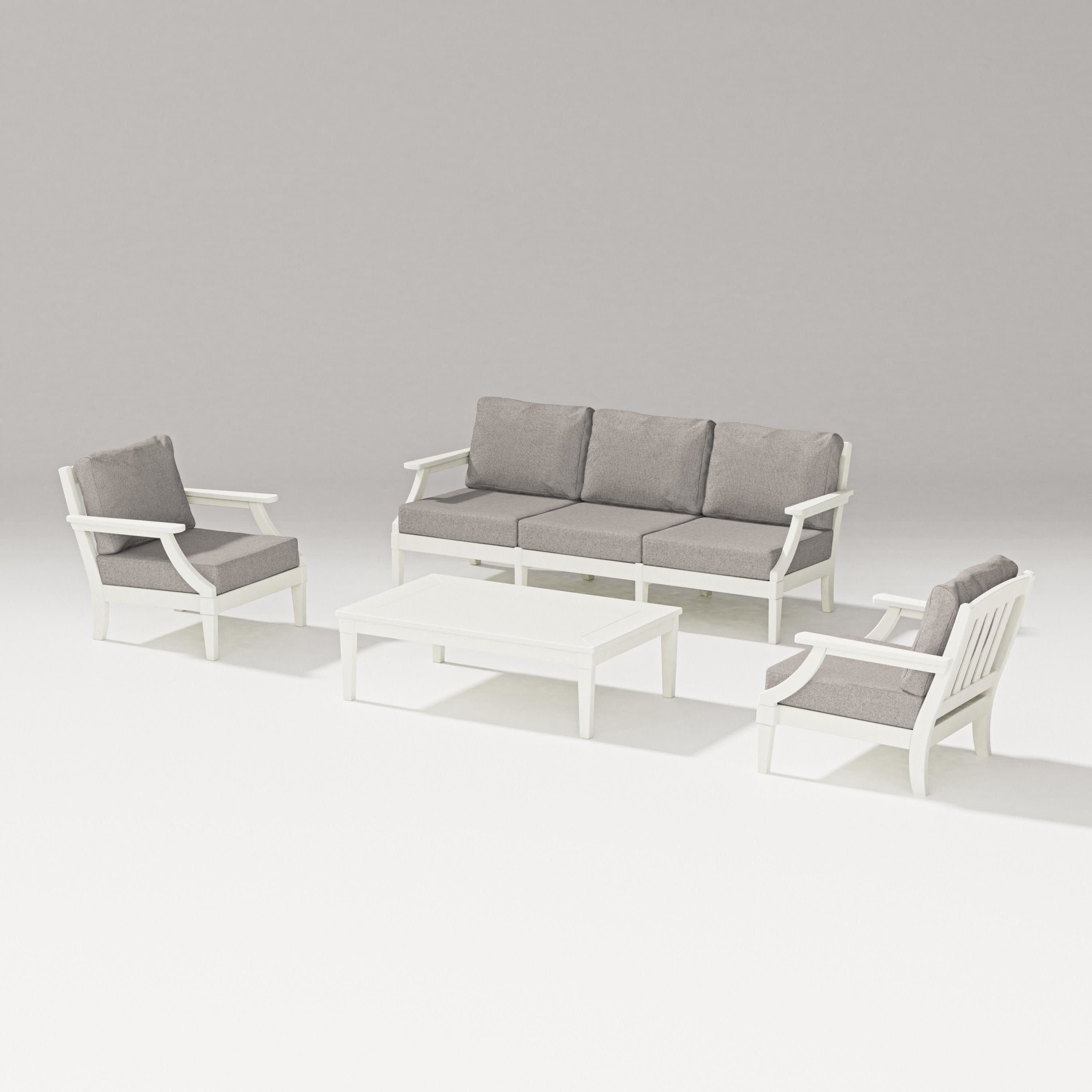 Estate 4-Piece Lounge Sofa Set in Vintage White / Weathered Tweed