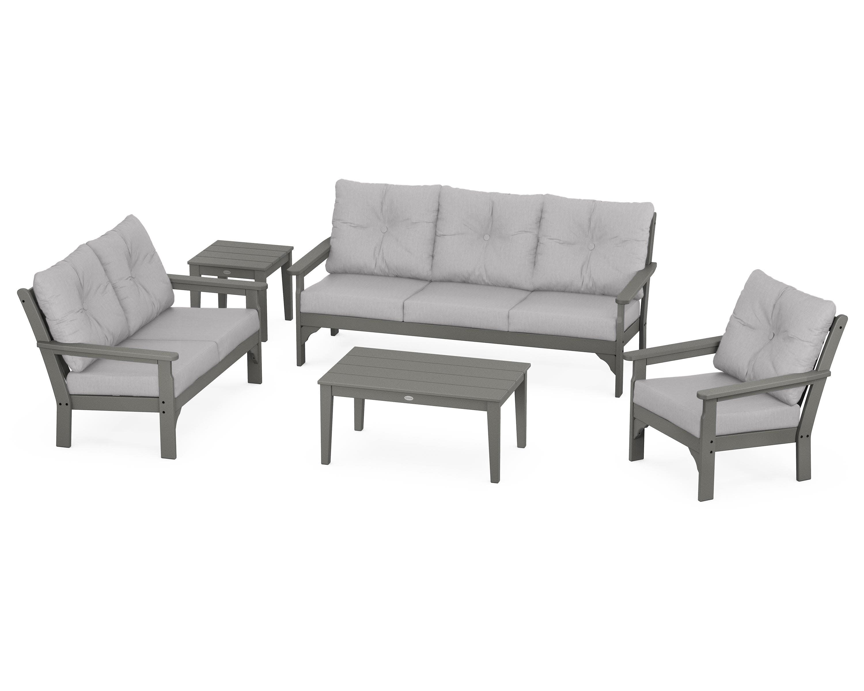Vineyard 5 Piece Deep Seating Set in Slate Grey / Granite