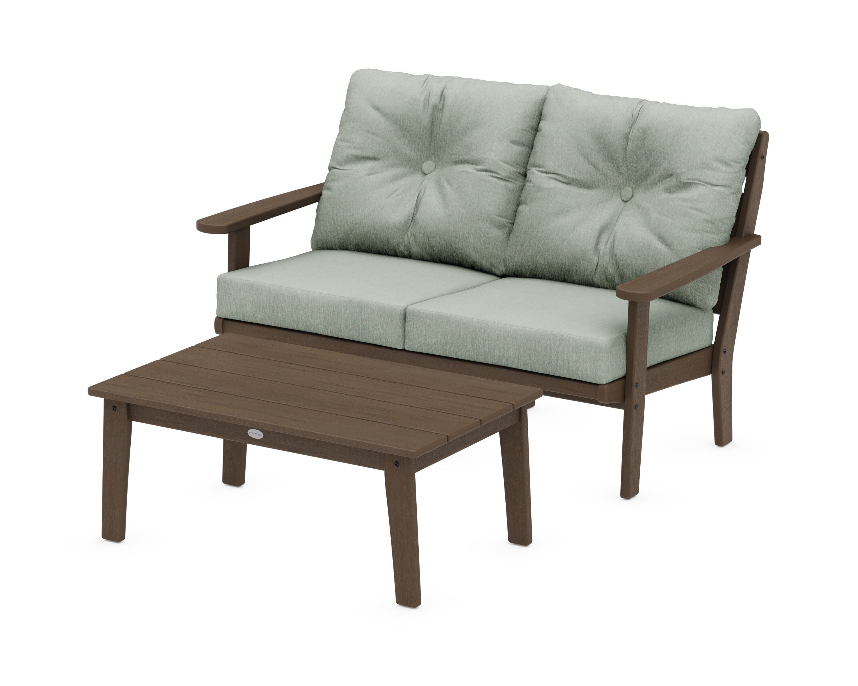 Lakeside 2-Piece Lounge Loveseat Set in Kona / Cast Sage
