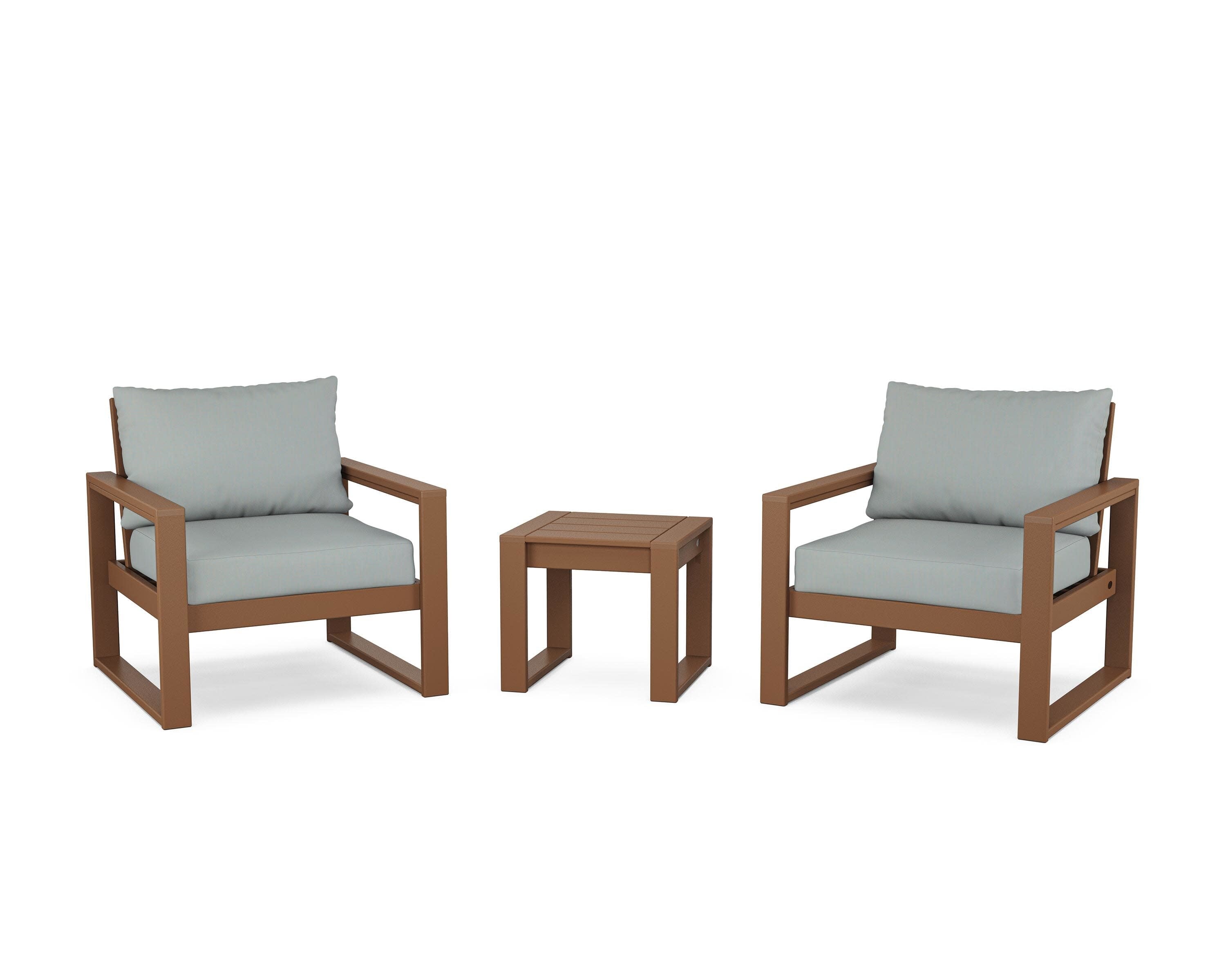 EDGE Sectional 3-Piece Deep Seating Set in Teak / Spa