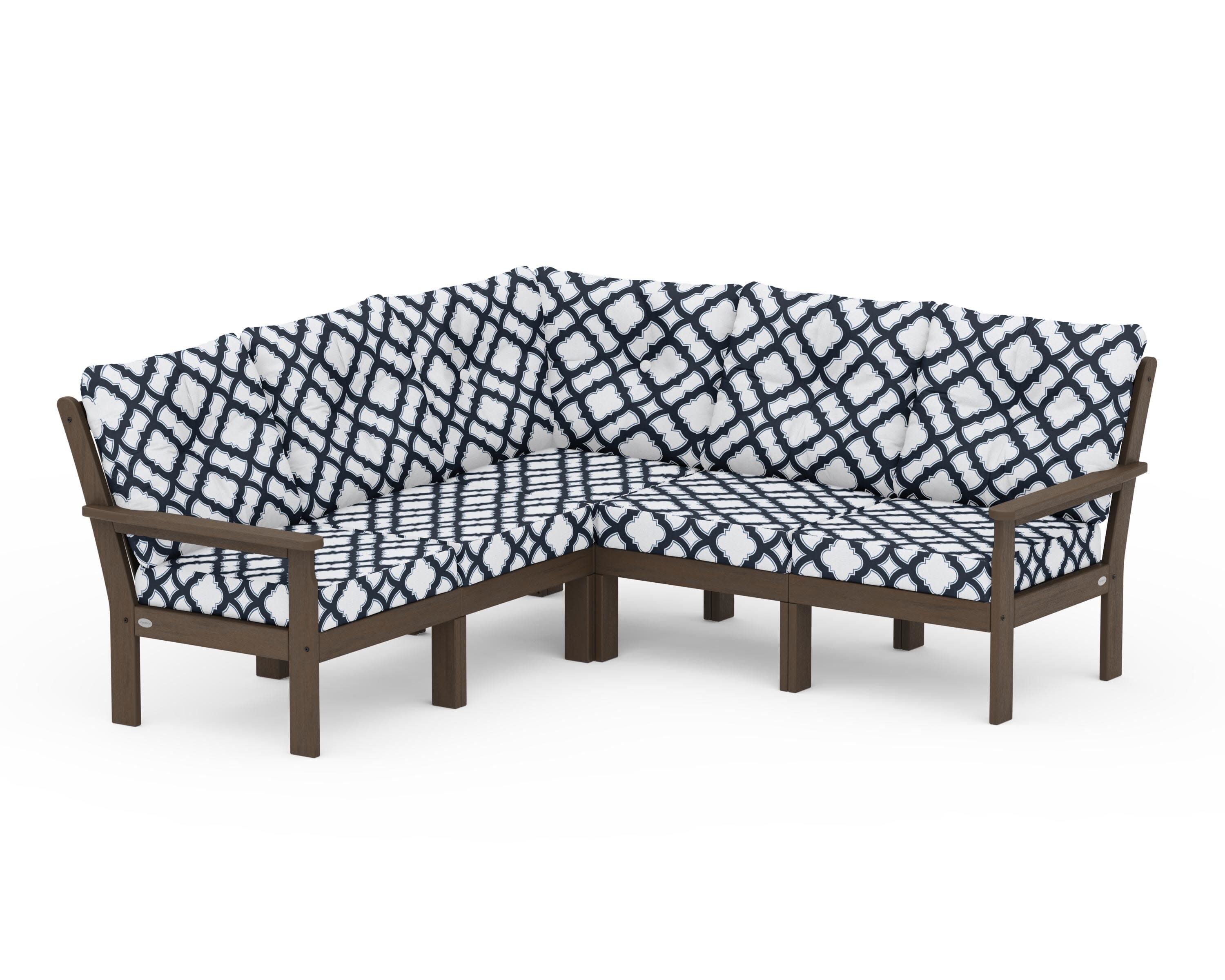 Vineyard 5-Piece Sectional in Kona / Trellis Marine Indigo