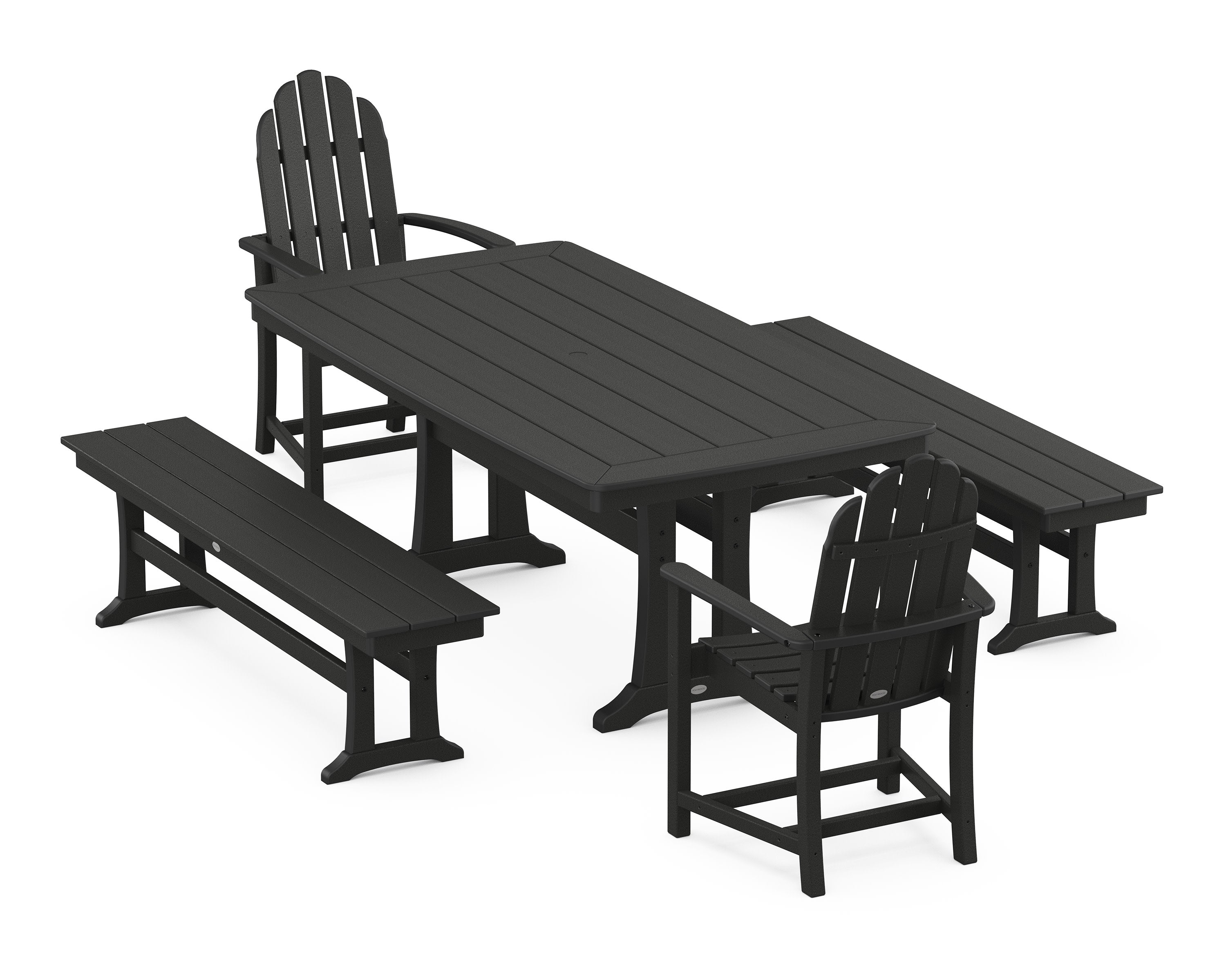 Classic Adirondack 5-Piece Dining Set with Trestle Legs in Black
