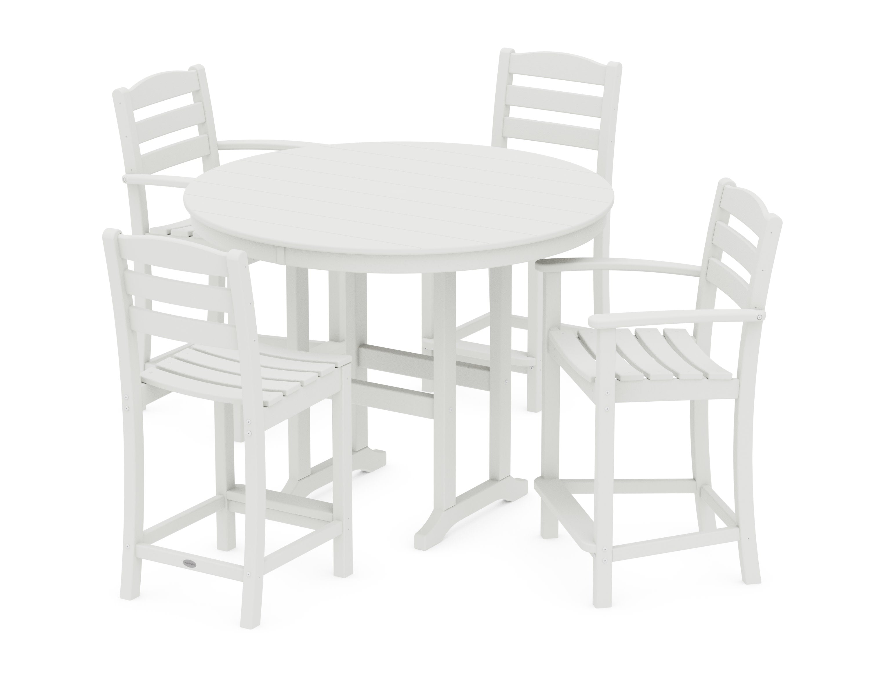 La Casa Caf 5-Piece Round Farmhouse Counter Dining Set in Vintage White