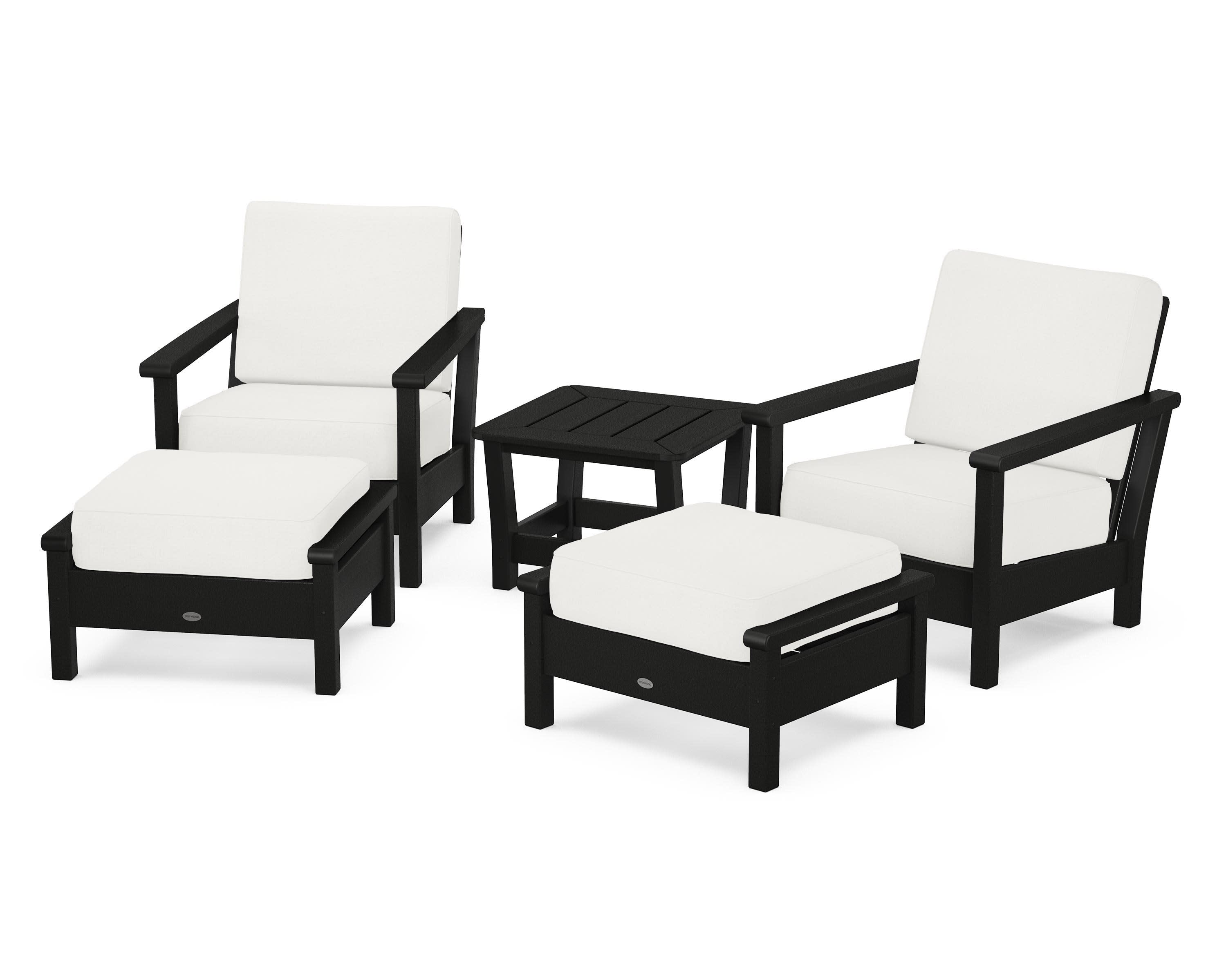 Harbour 5-Piece Deep Seating Chair Set in Black / Natural Linen