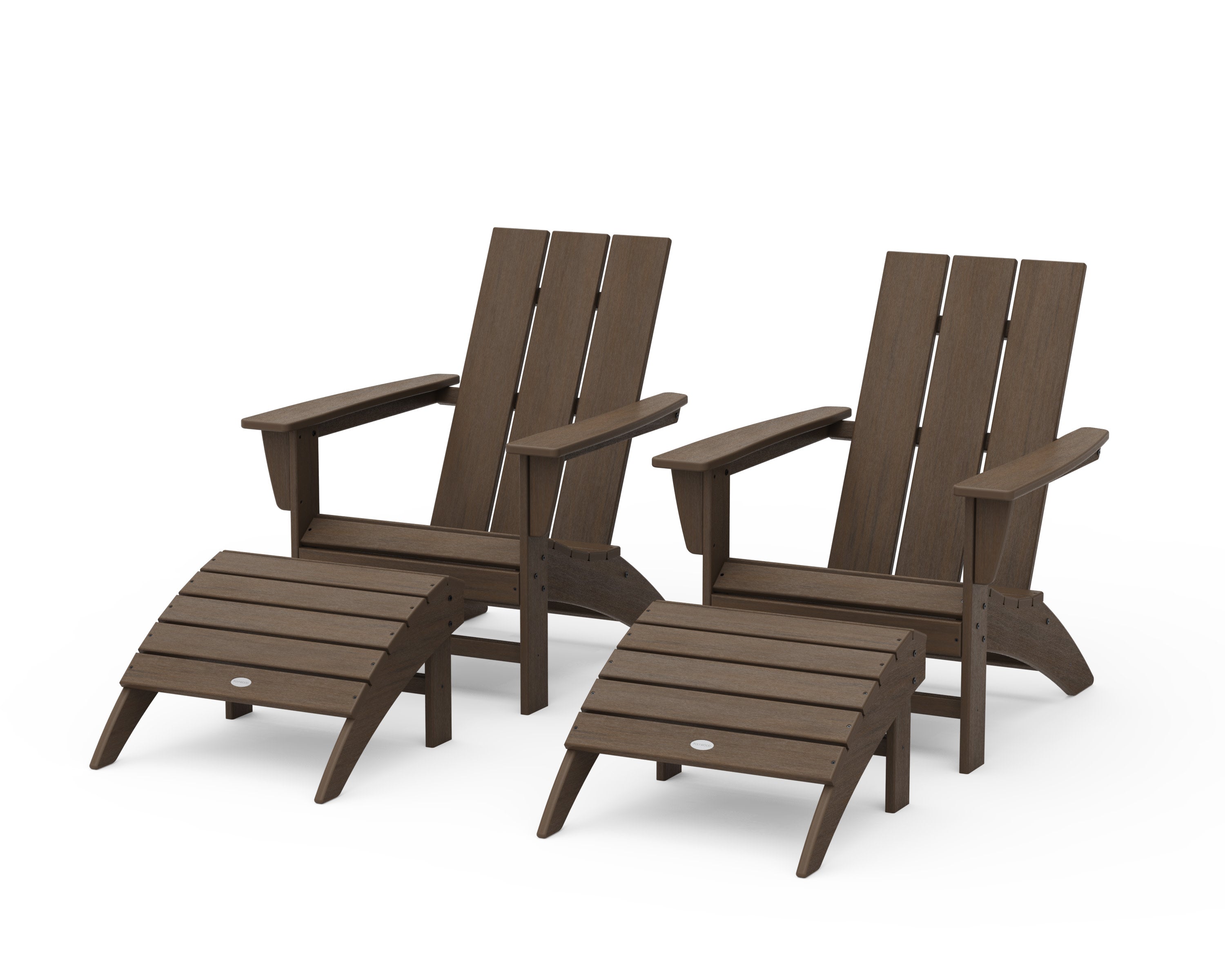 Modern Adirondack Chair 4-Piece Set with Ottomans in Kona