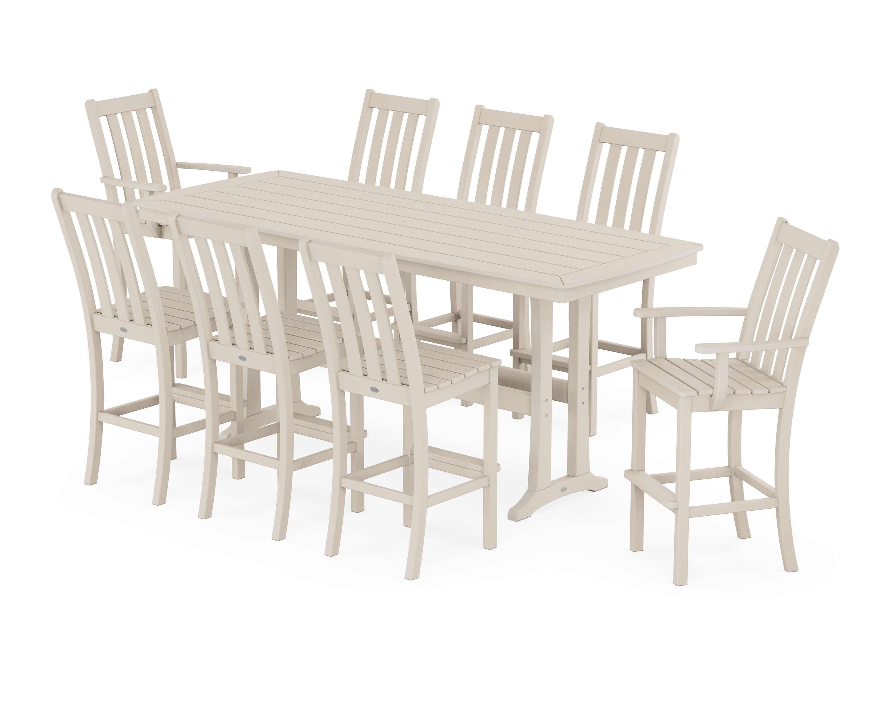 Vineyard 9-Piece Bar Set with Trestle Legs in Sand