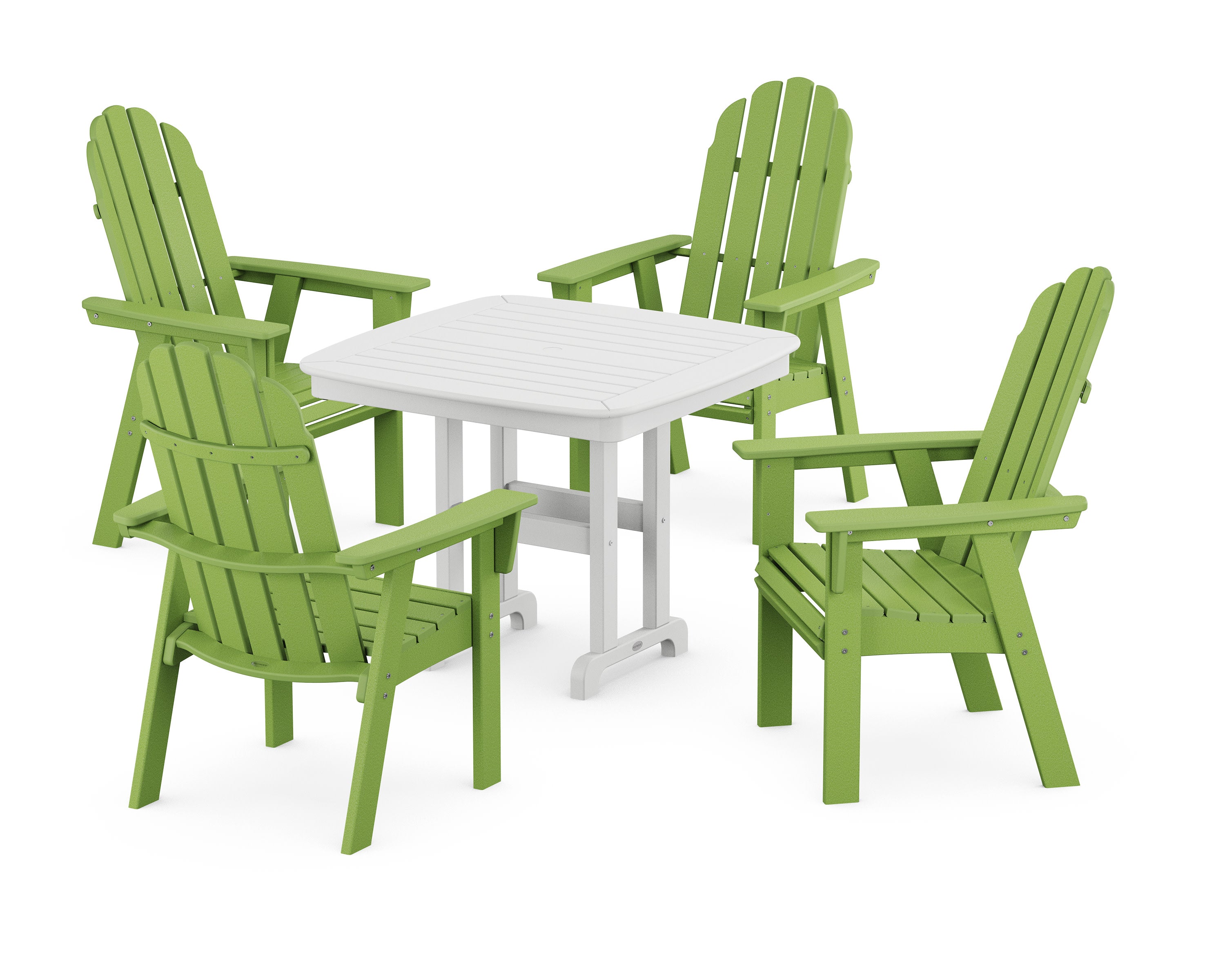 Vineyard Curveback Adirondack 5-Piece Dining Set in Lime / White