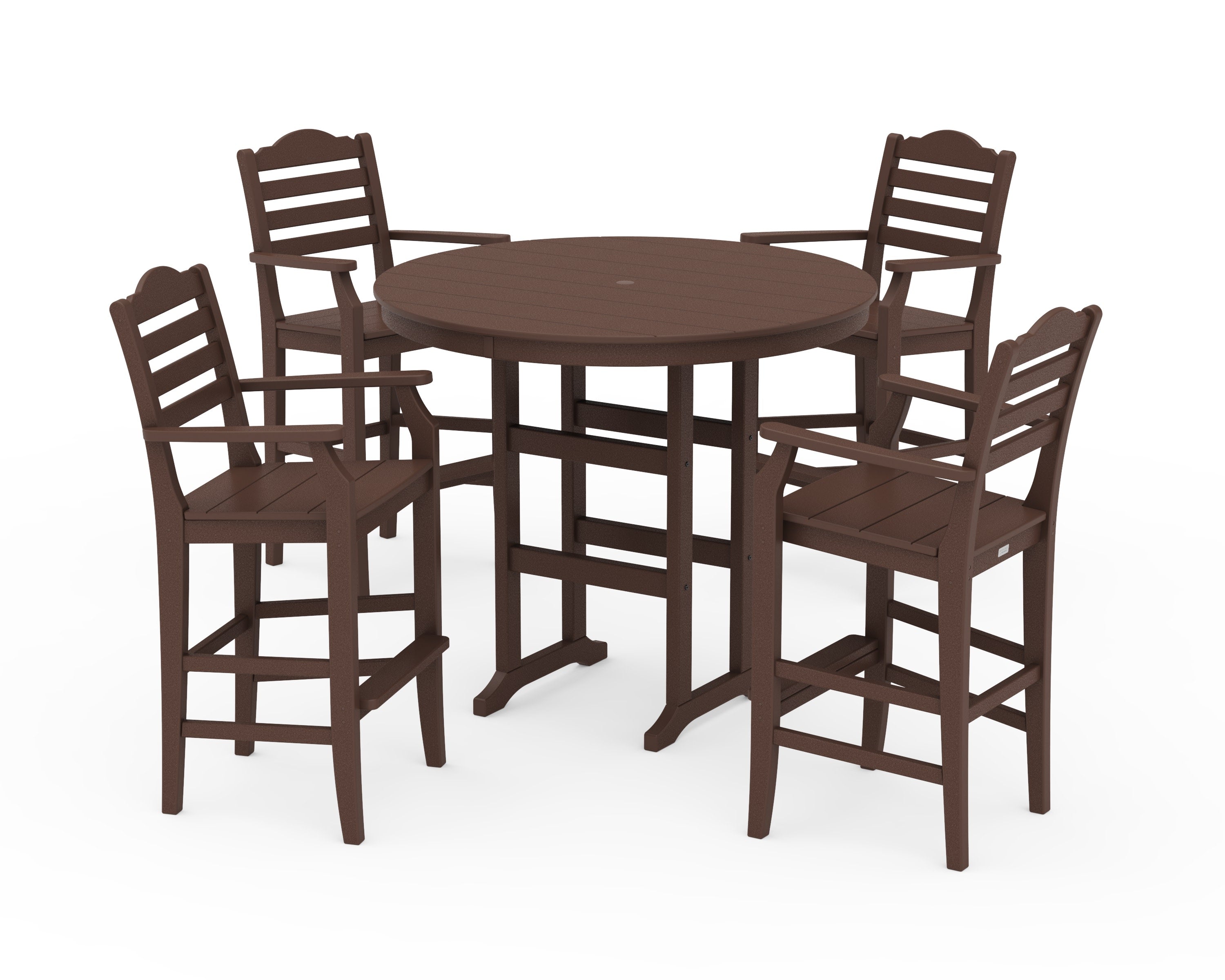Savannah 5-Piece Round Farmhouse Bar Set in Mahogany