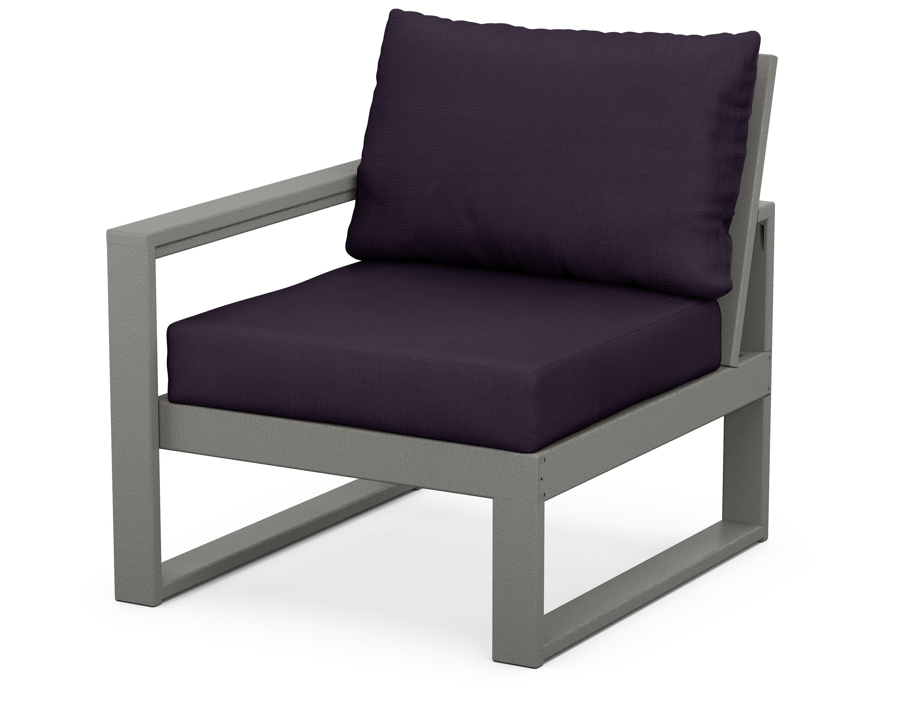EDGE Modular Left Arm Chair in Slate Grey / Navy Linen