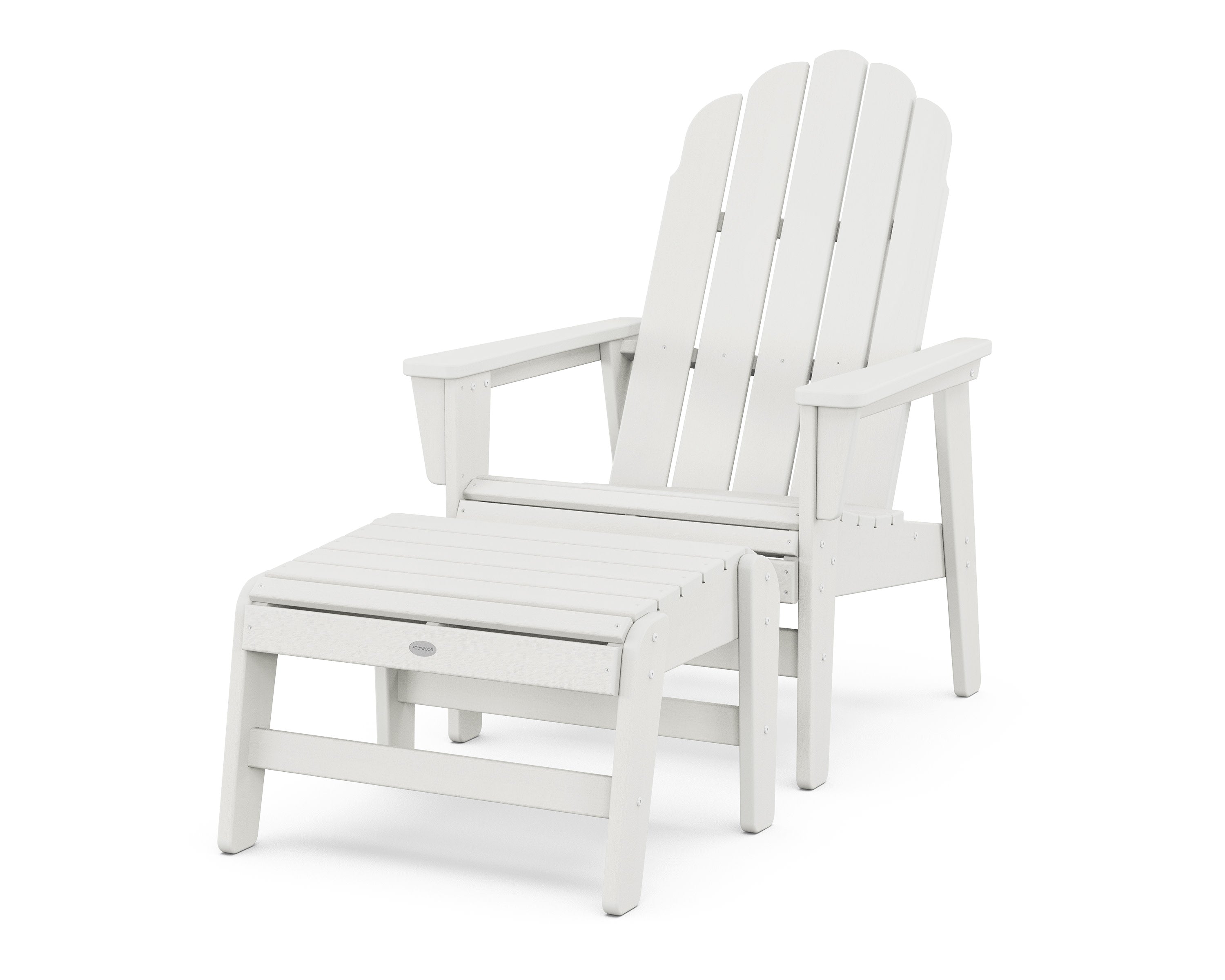 Vineyard Grand Upright Adirondack Chair with Ottoman in Vintage White