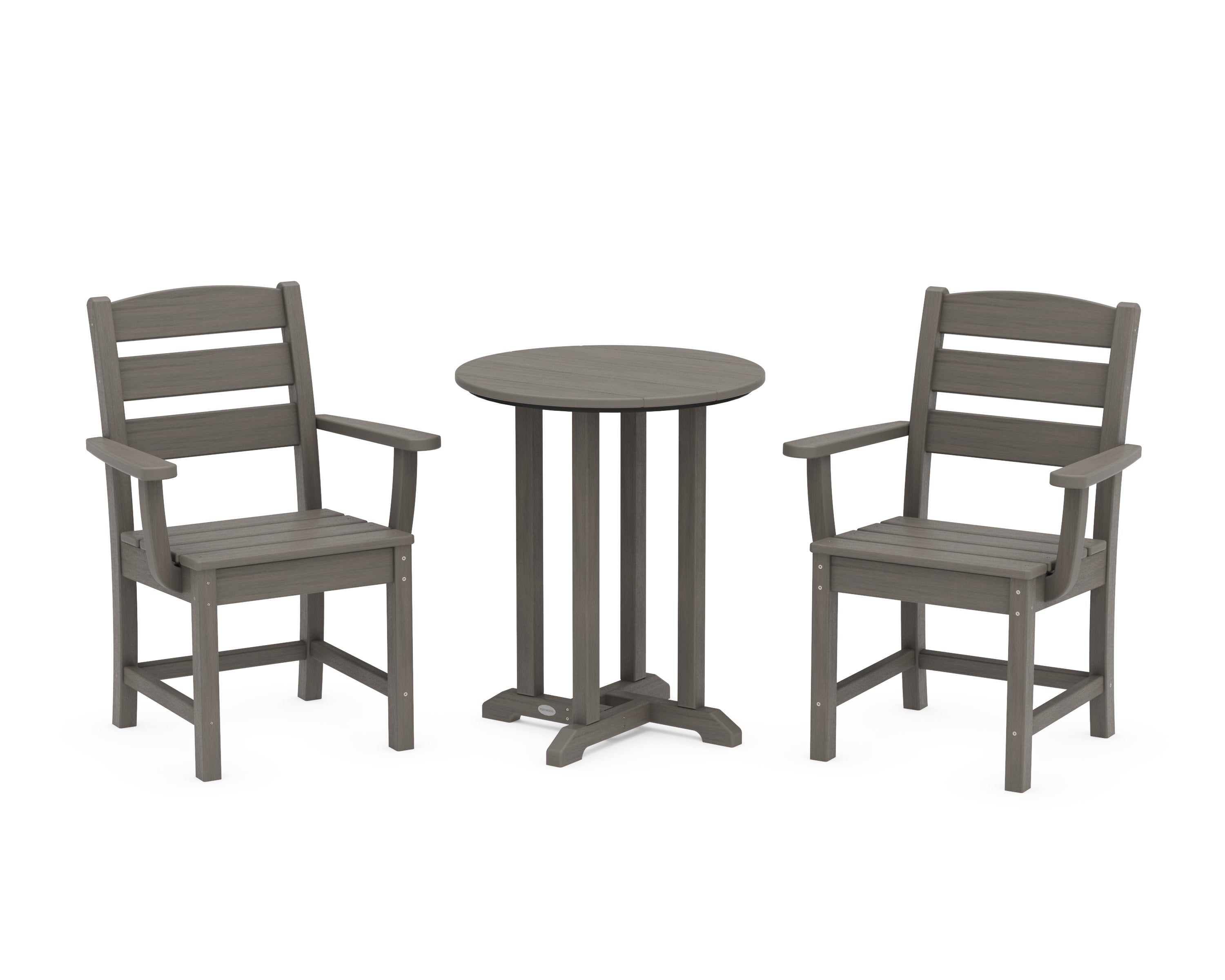 Lakeside 3-Piece Round Bistro Dining Set in Driftwood