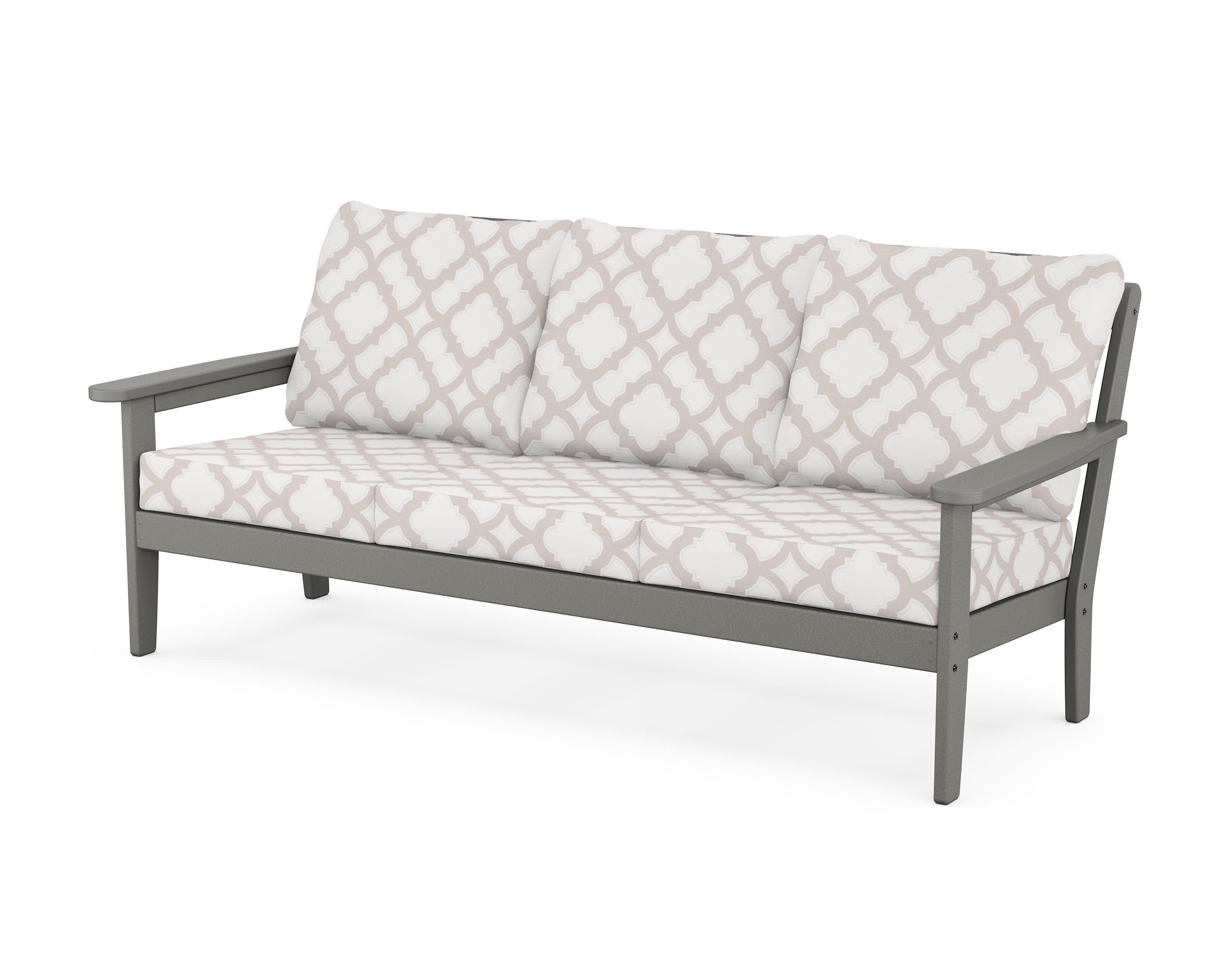 Cottage Deep Seating Sofa in Slate Grey / Trellis Dune Burlap