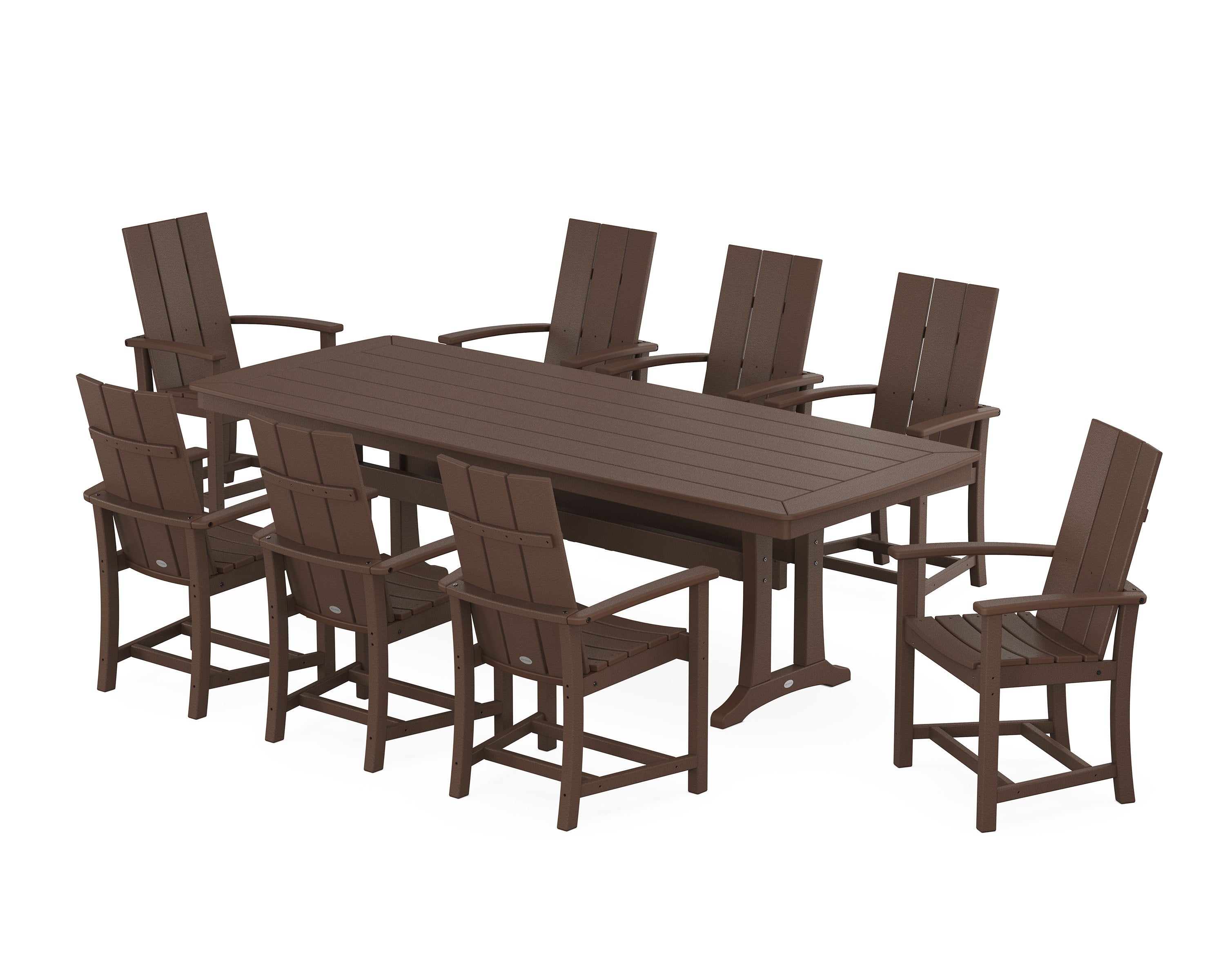 Modern Adirondack 9-Piece Dining Set with Trestle Legs in Mahogany