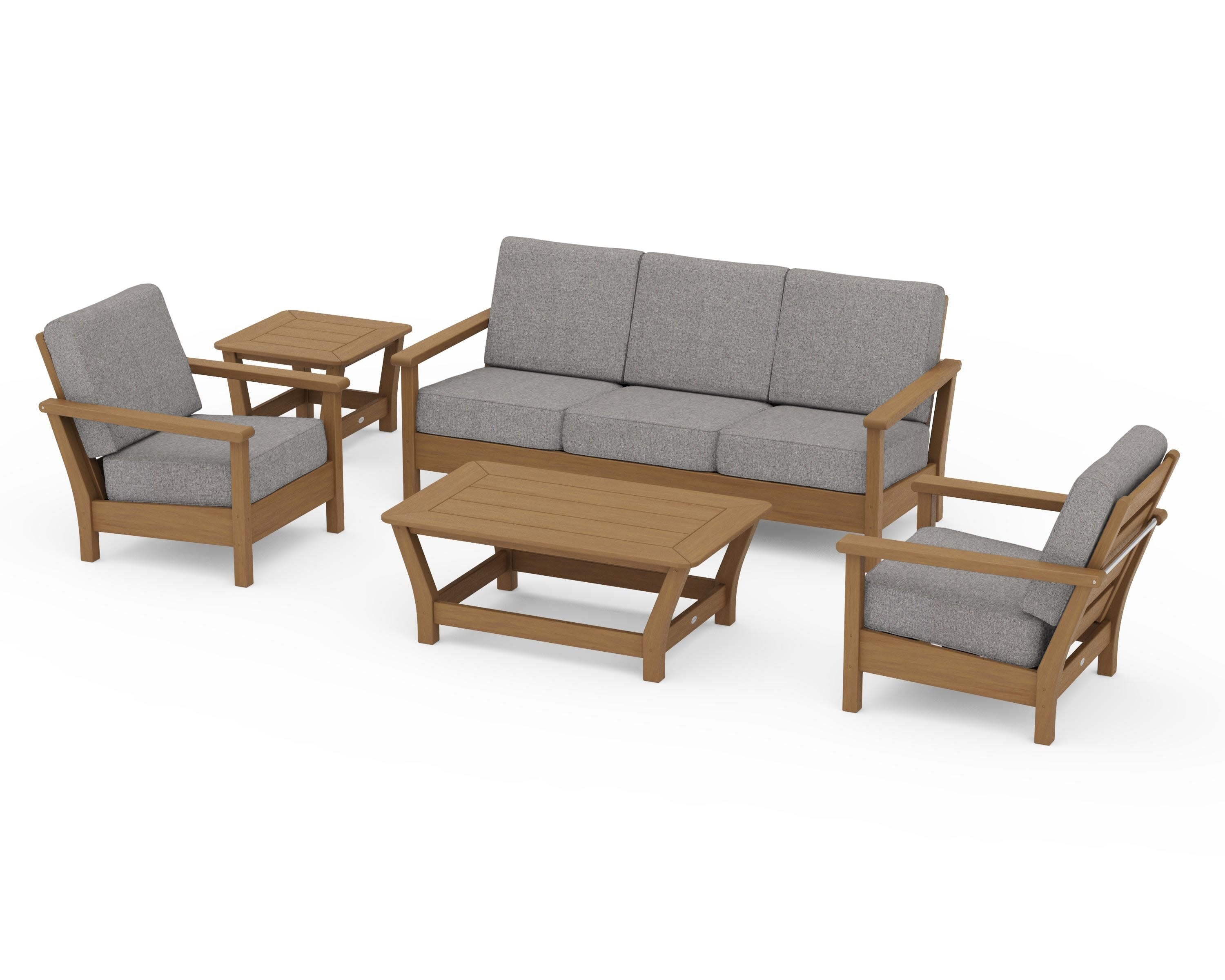 Harbour 5-Piece Deep Seating Set in Natural / Grey Mist