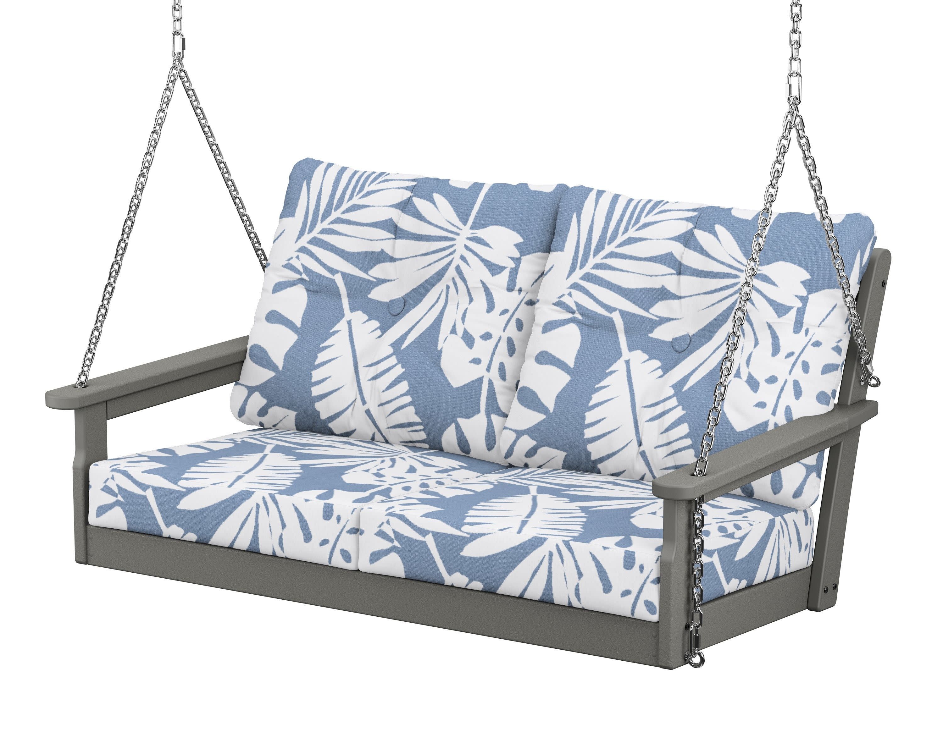 Vineyard Deep Seating Swing in Slate Grey / Leaf Sky Blue