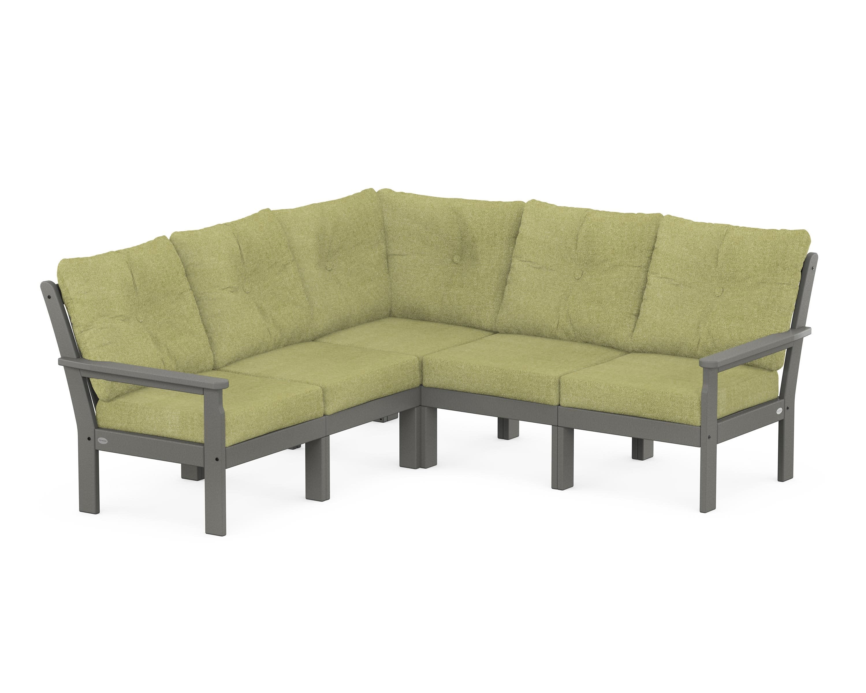 Vineyard 5-Piece Sectional in Slate Grey / Chartreuse Boucle