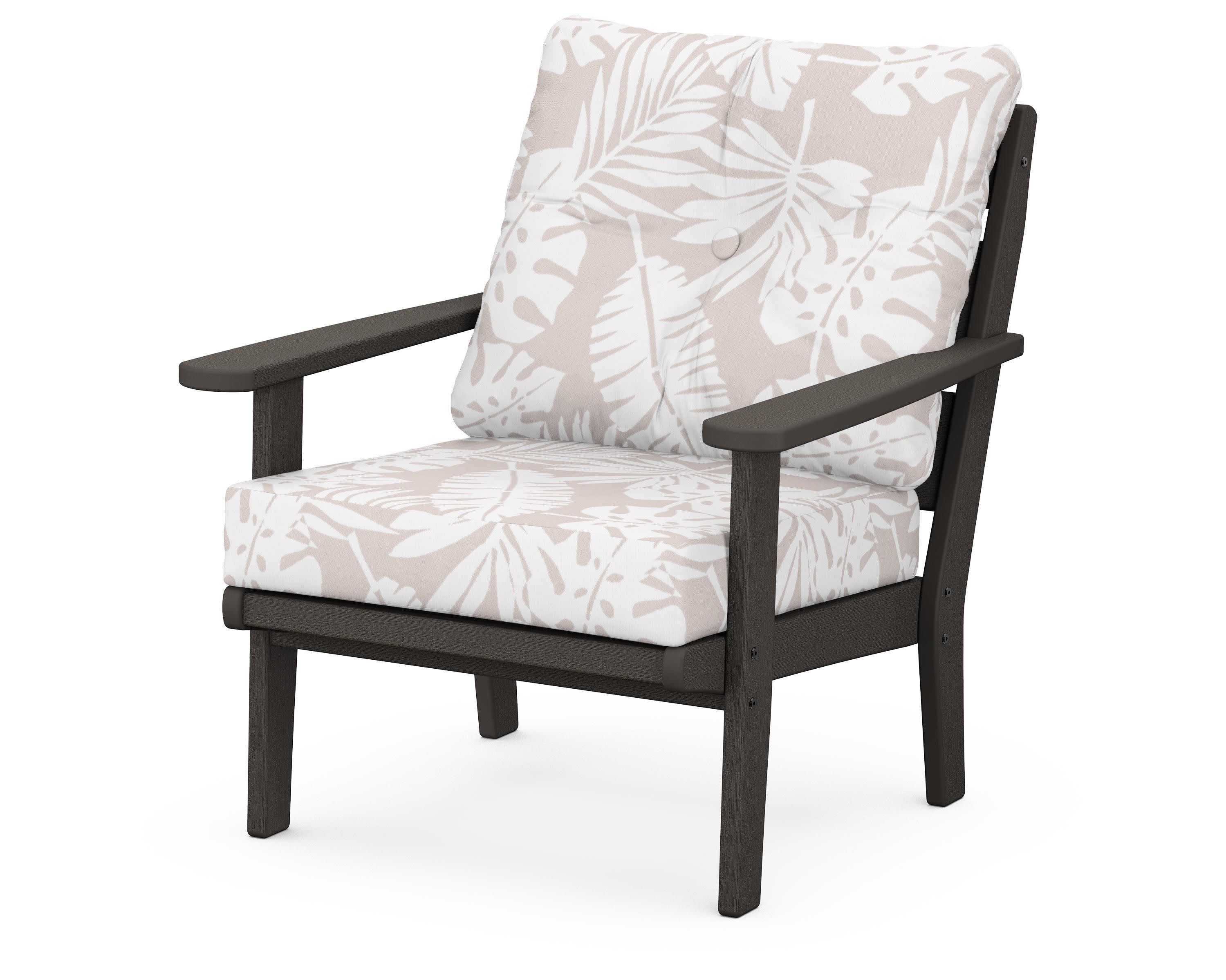 Lakeside Deep Seating Chair in Vintage Coffee / Leaf Dune Burlap