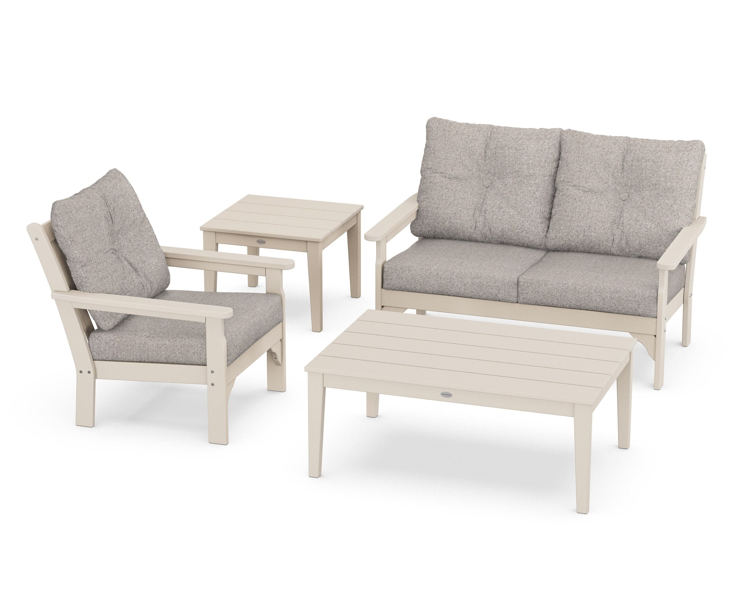 Vineyard 4-Piece Deep Seating Set in Sand / Weathered Tweed